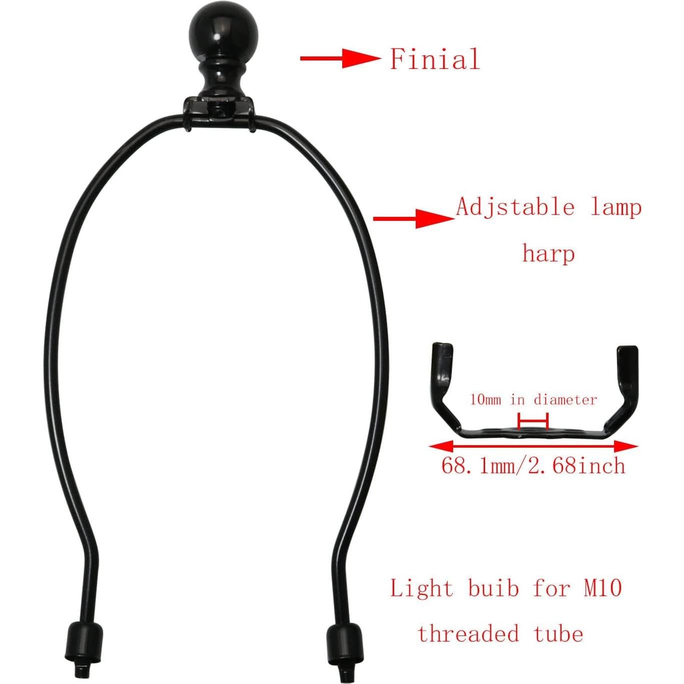 Soporte de Arpa de Lámpara DGBRSM 25 cm Negro con Remate