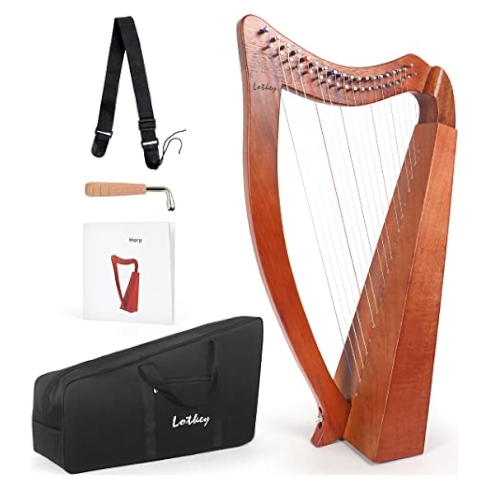 Arpa Lira Lotkey 19 Cuerdas Caoba Sólida 74 cm