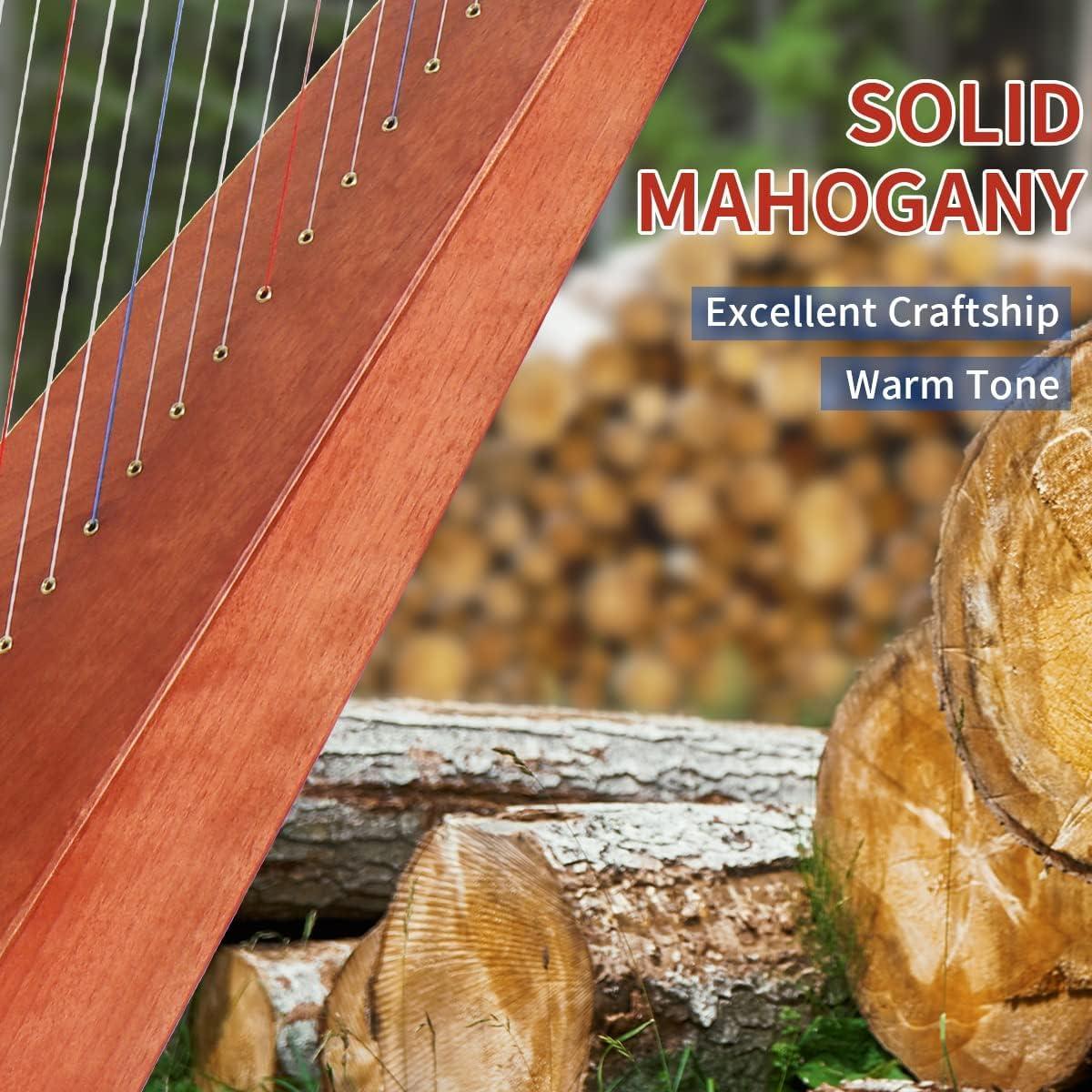 Arpa Lira Lotkey 19 Cuerdas Caoba Sólida 74 cm