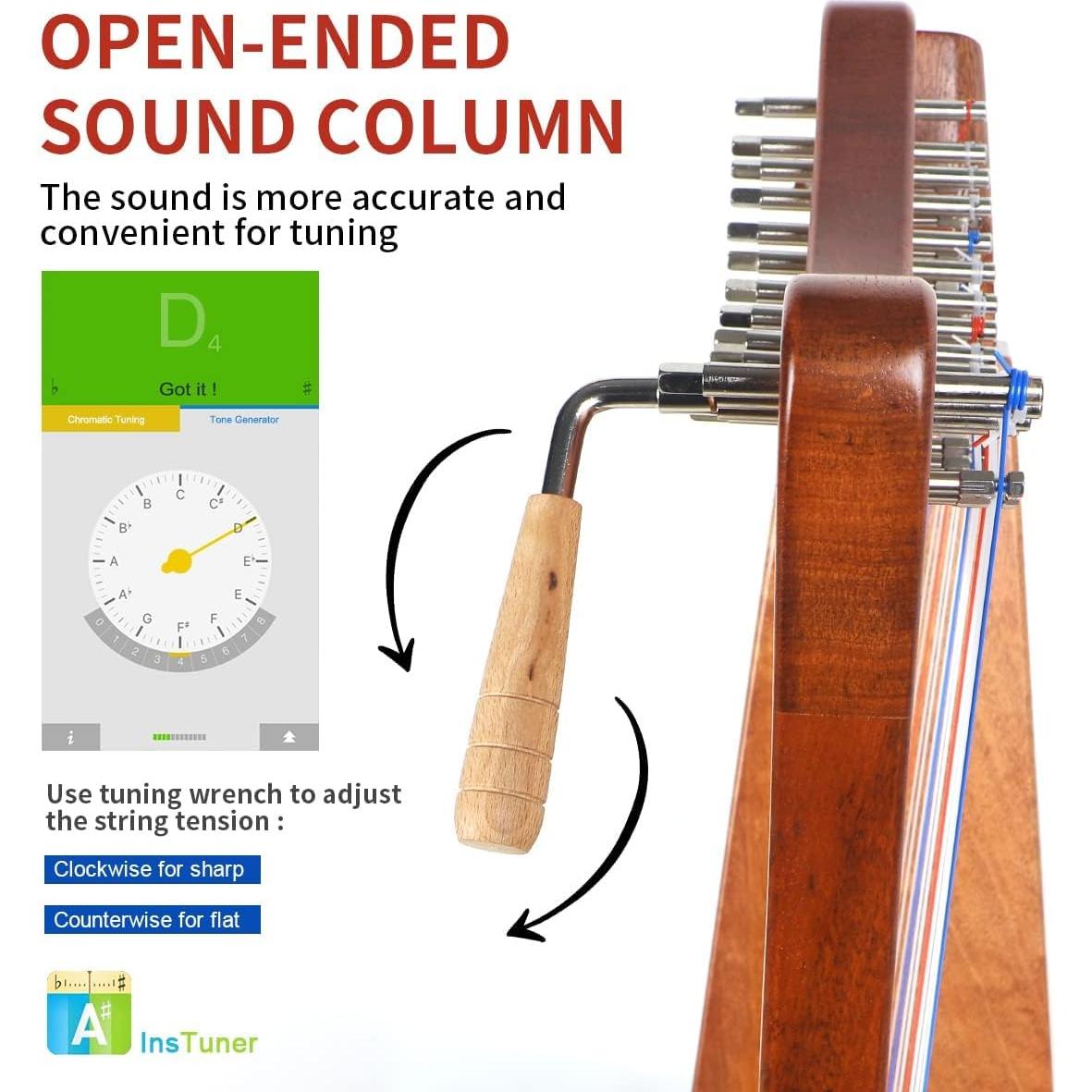 Arpa Lira Lotkey 19 Cuerdas Caoba Sólida 74 cm