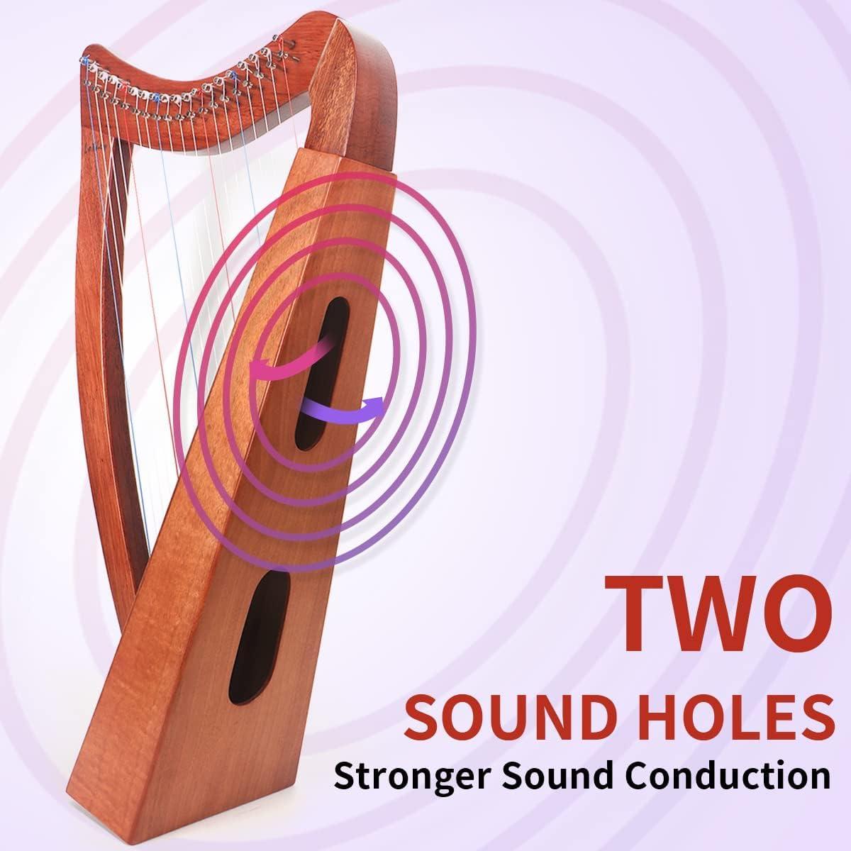 Arpa Lira Lotkey 19 Cuerdas Caoba Sólida 74 cm