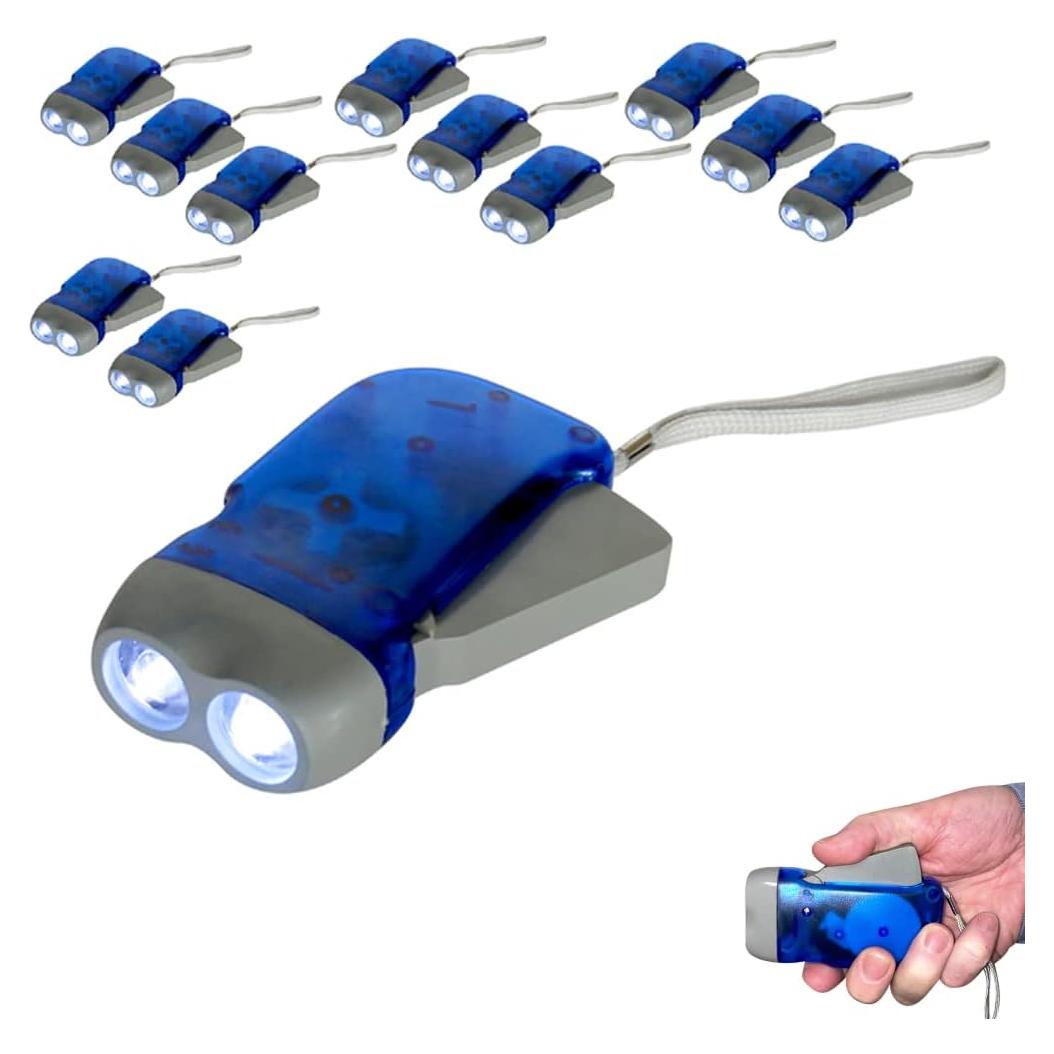 Linterna de Manivela Evelots - Paquete de 12 - LED Doble Luz