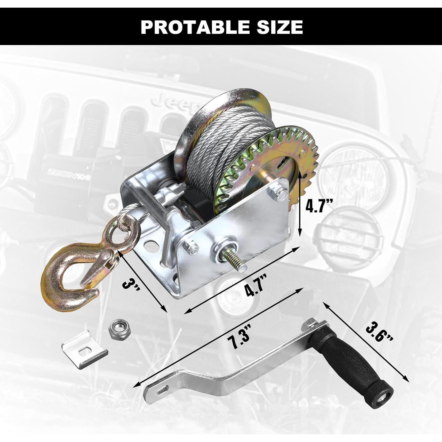 Winch Manual de Manivela BIG RED ATRT1061CRR 272kg Cable 8m