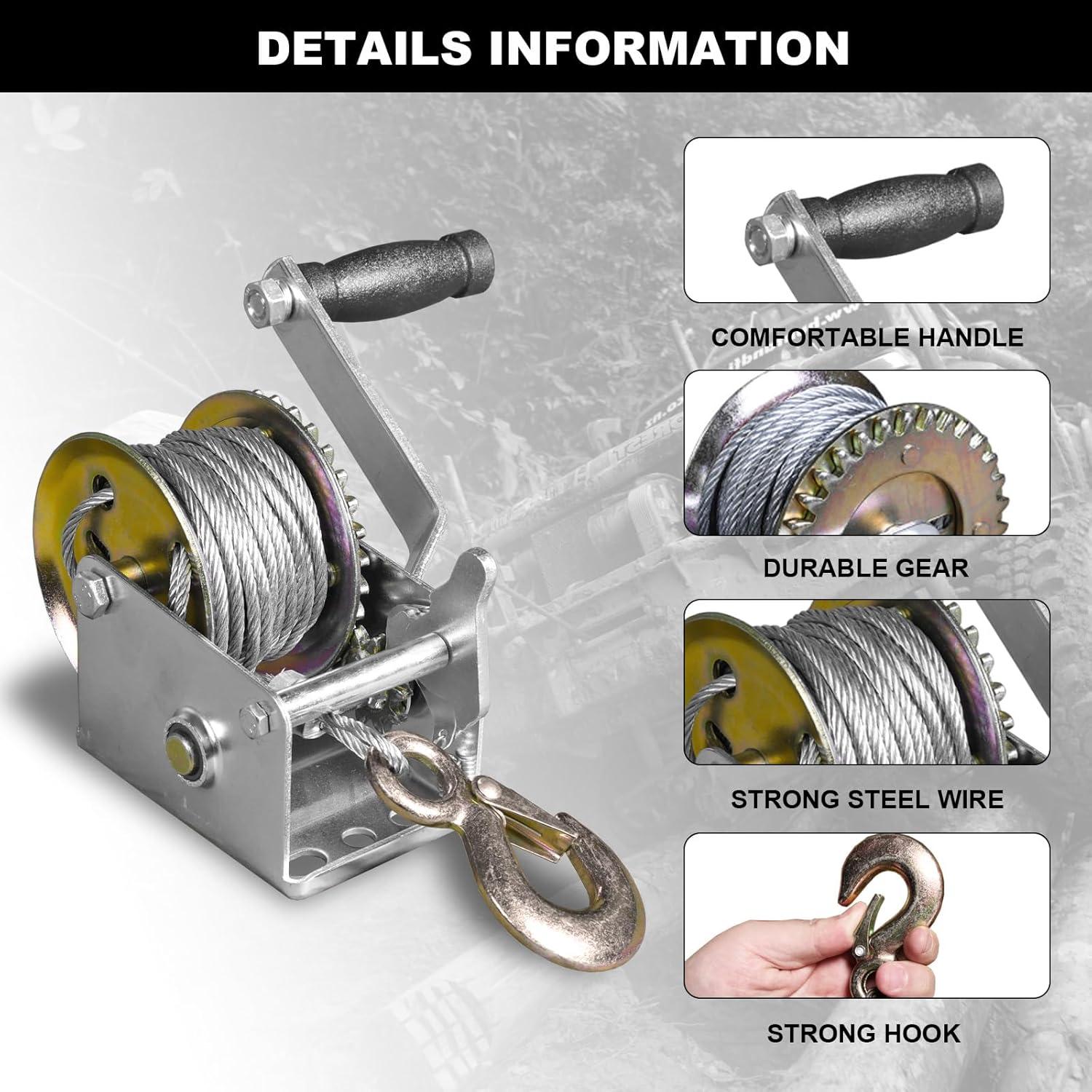 Winch Manual de Manivela BIG RED ATRT1061CRR 272kg Cable 8m