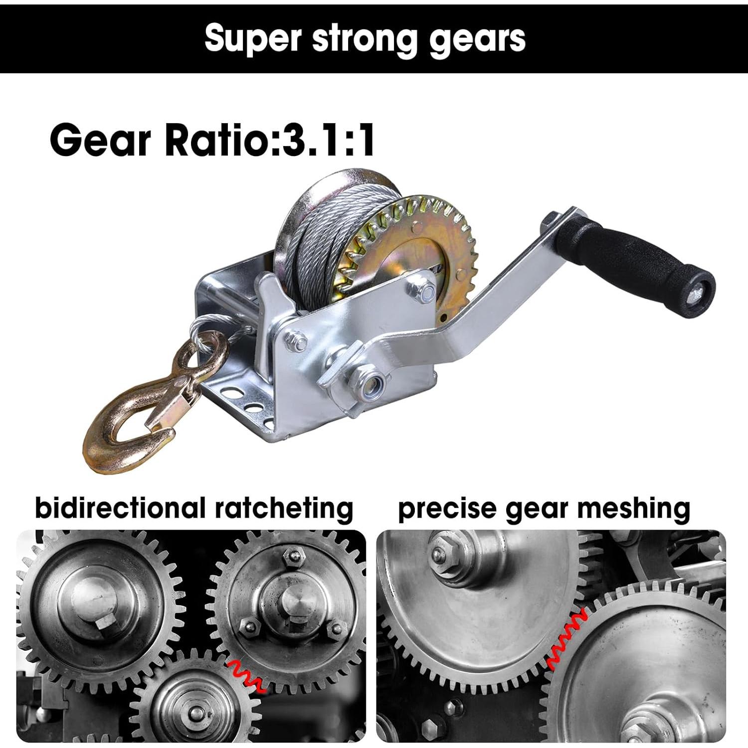 Winch Manual de Manivela BIG RED ATRT1061CRR 272kg Cable 8m