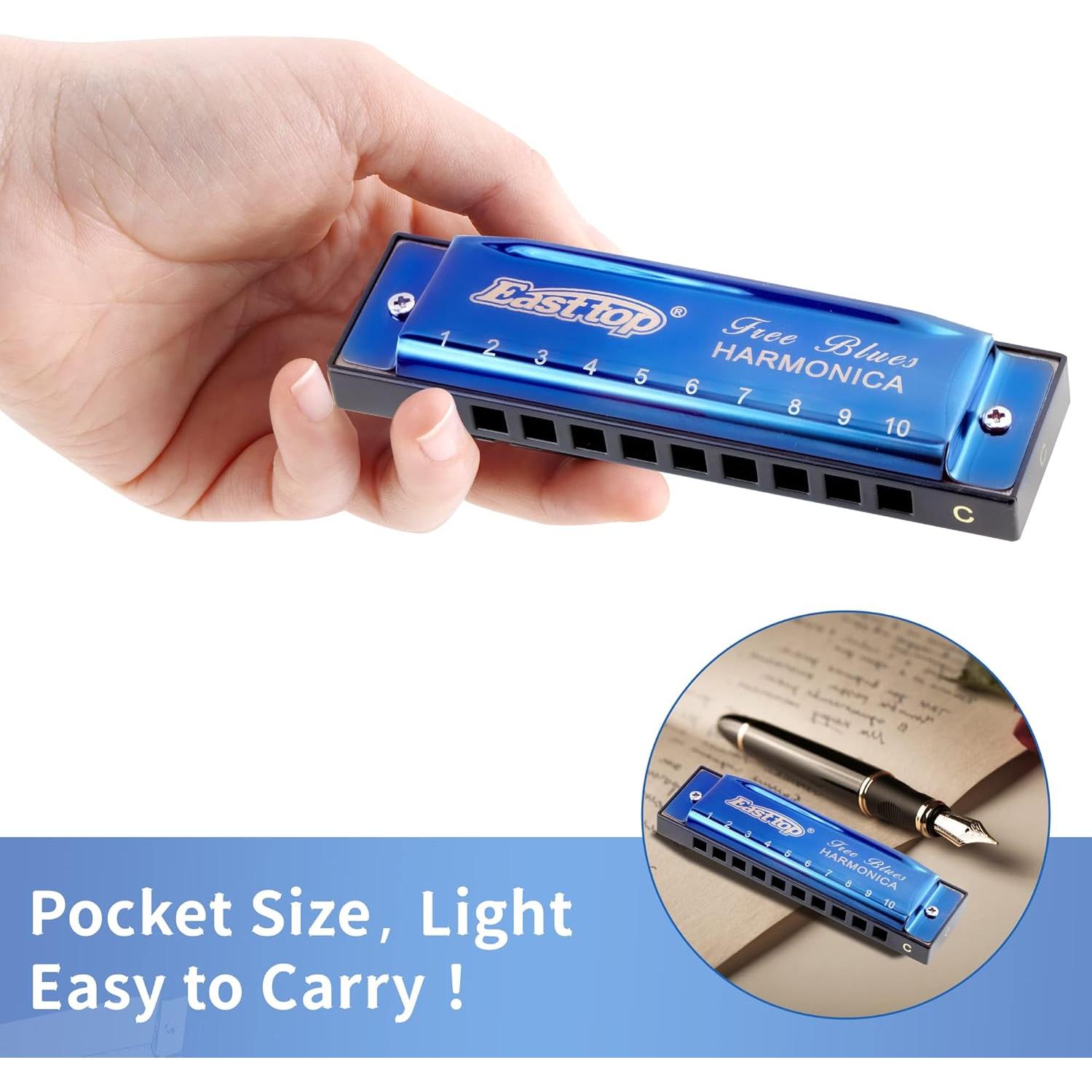 Armónica Diatónica East Top Clave de C 10 Agujeros Azul