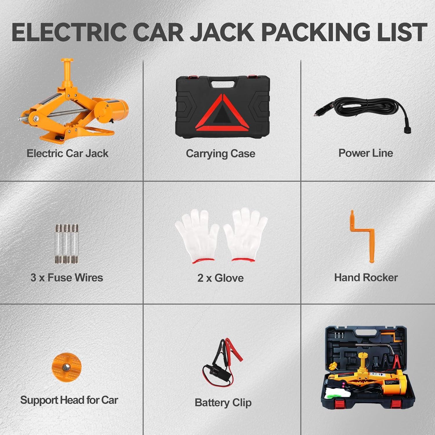 Gato Eléctrico ROGTZ 2 Toneladas 12V con Luz LED y Kit