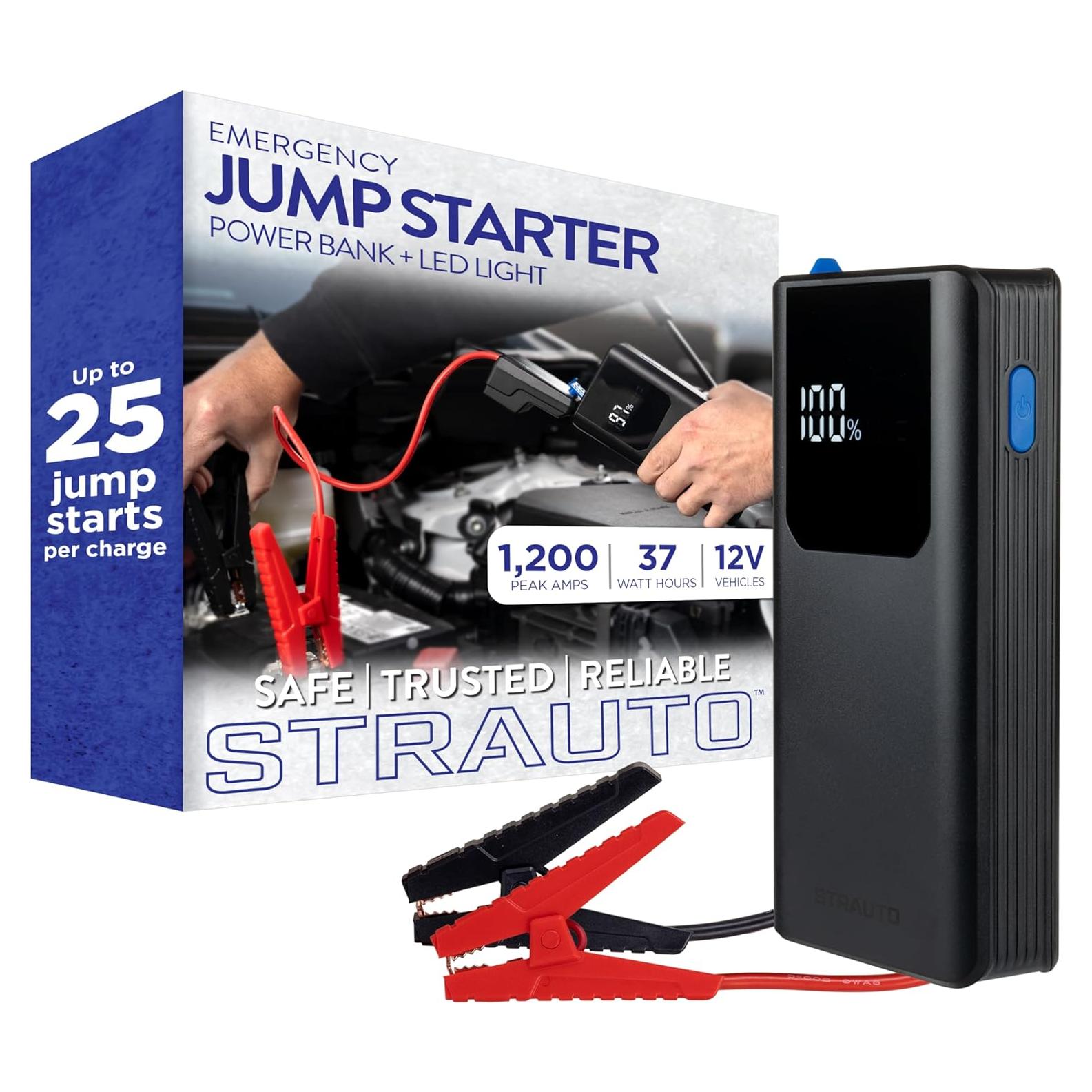 Arrancador de Batería Portátil Strauto 1200A 12V con Linterna