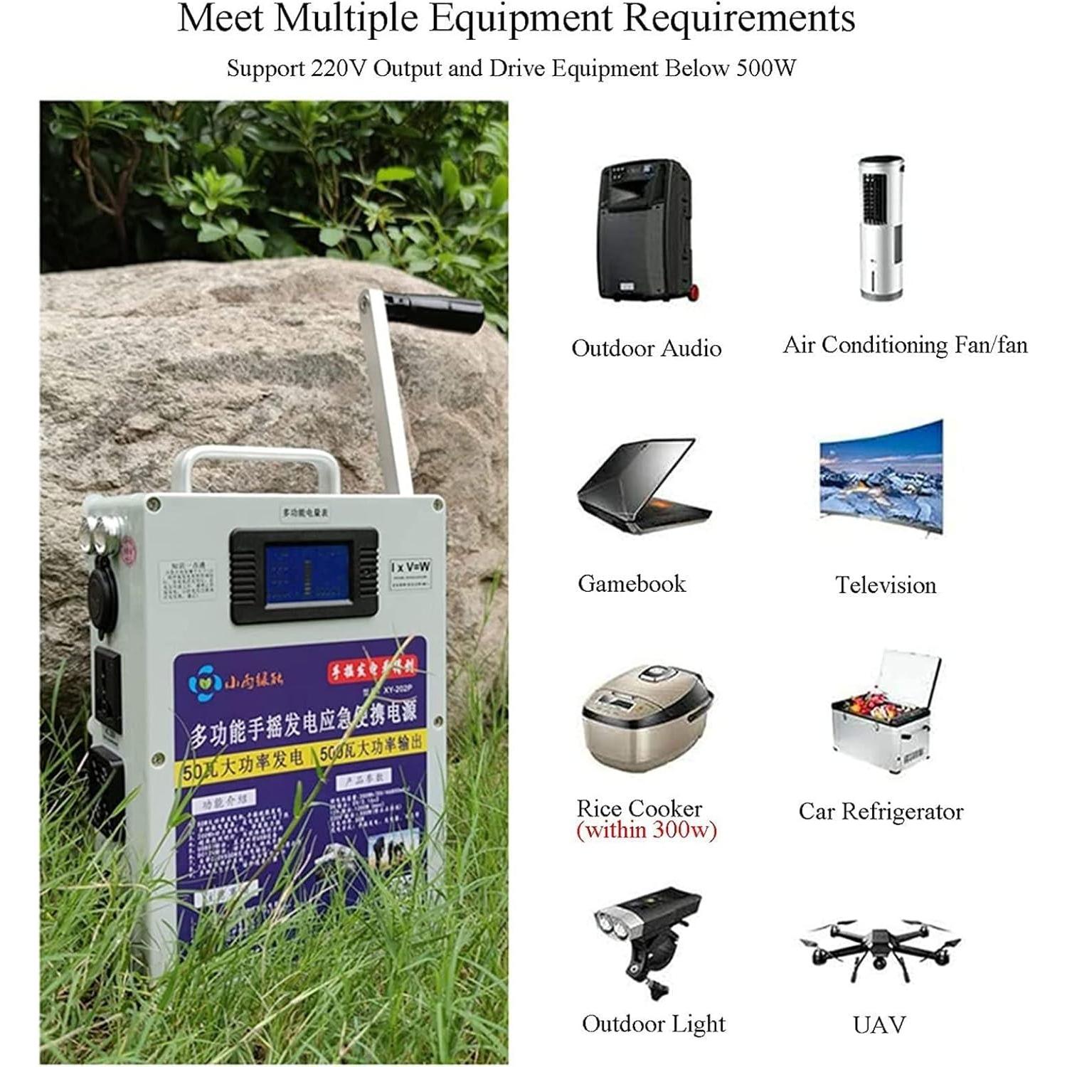 Generador de Manivela Portátil MGBIDMI 150W/500W Carga USB