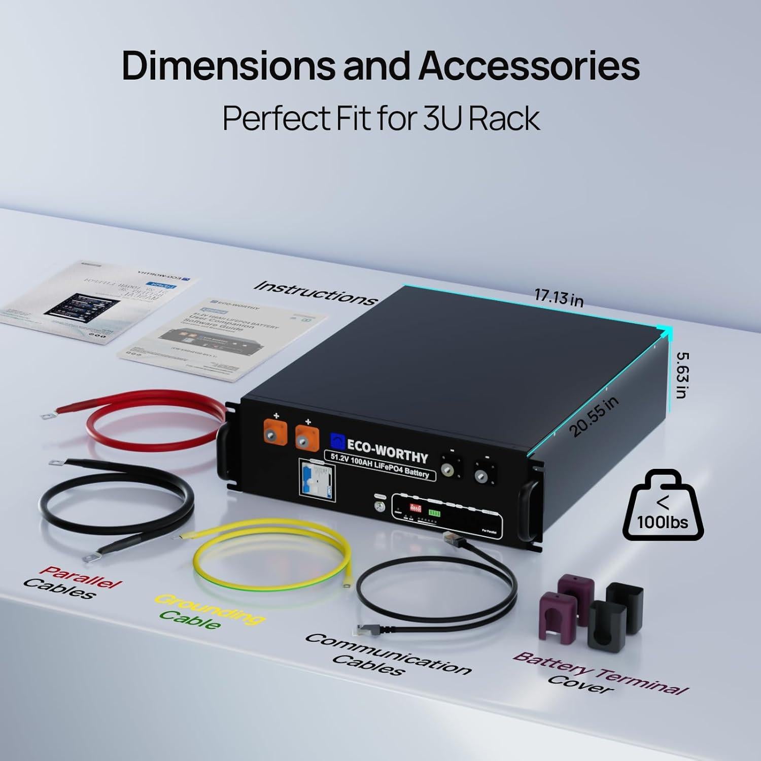 ECO-WORTHY 48V 600Ah Server Rack Battery LiFePO4 w/Bluetooth | 6 Pack 30.72kWh Solar Battery Kit for Home Backup | UL1973 & UL9540A & CEC Listed (Get Free Rack with 600A Busbar)