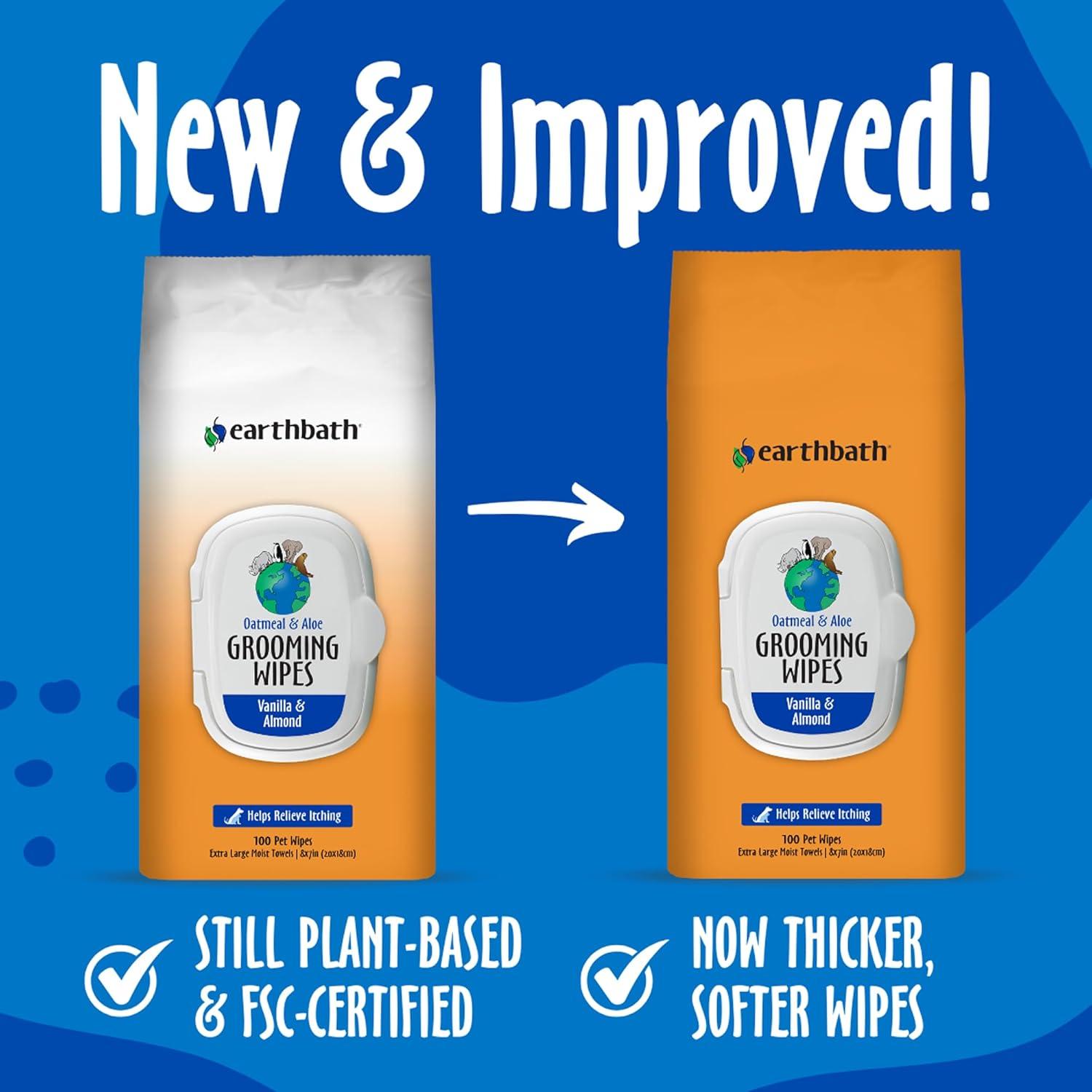 Toallitas para Perros earthbath 100 Contenido Vainilla y Almendra