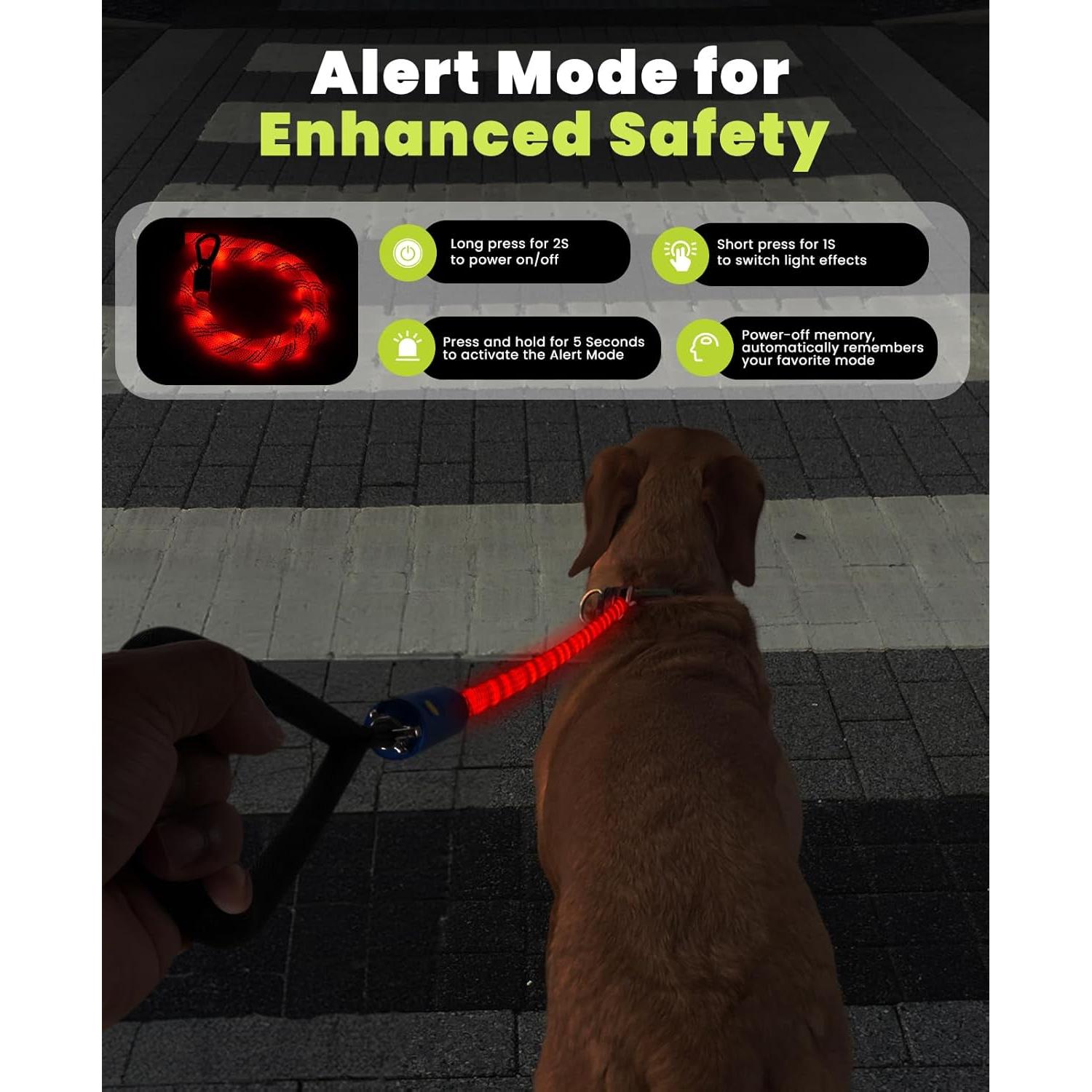 Correa LED para Perros XEUCH 1.22m Recargable 13 Modos