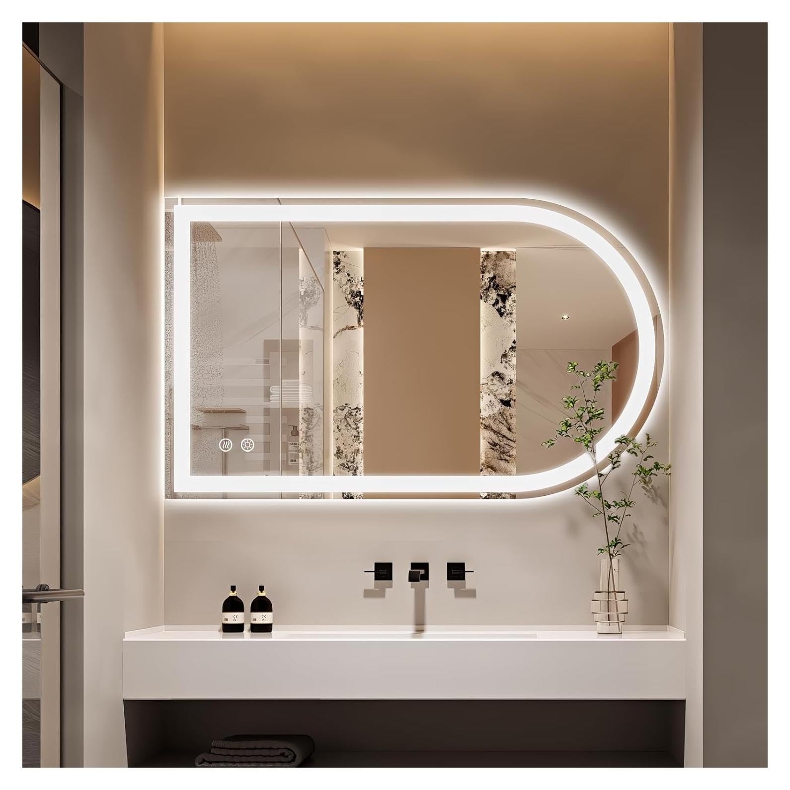 Espejo de Baño LED Arqueado Niccy 101.6x61 cm con Función de Memoria