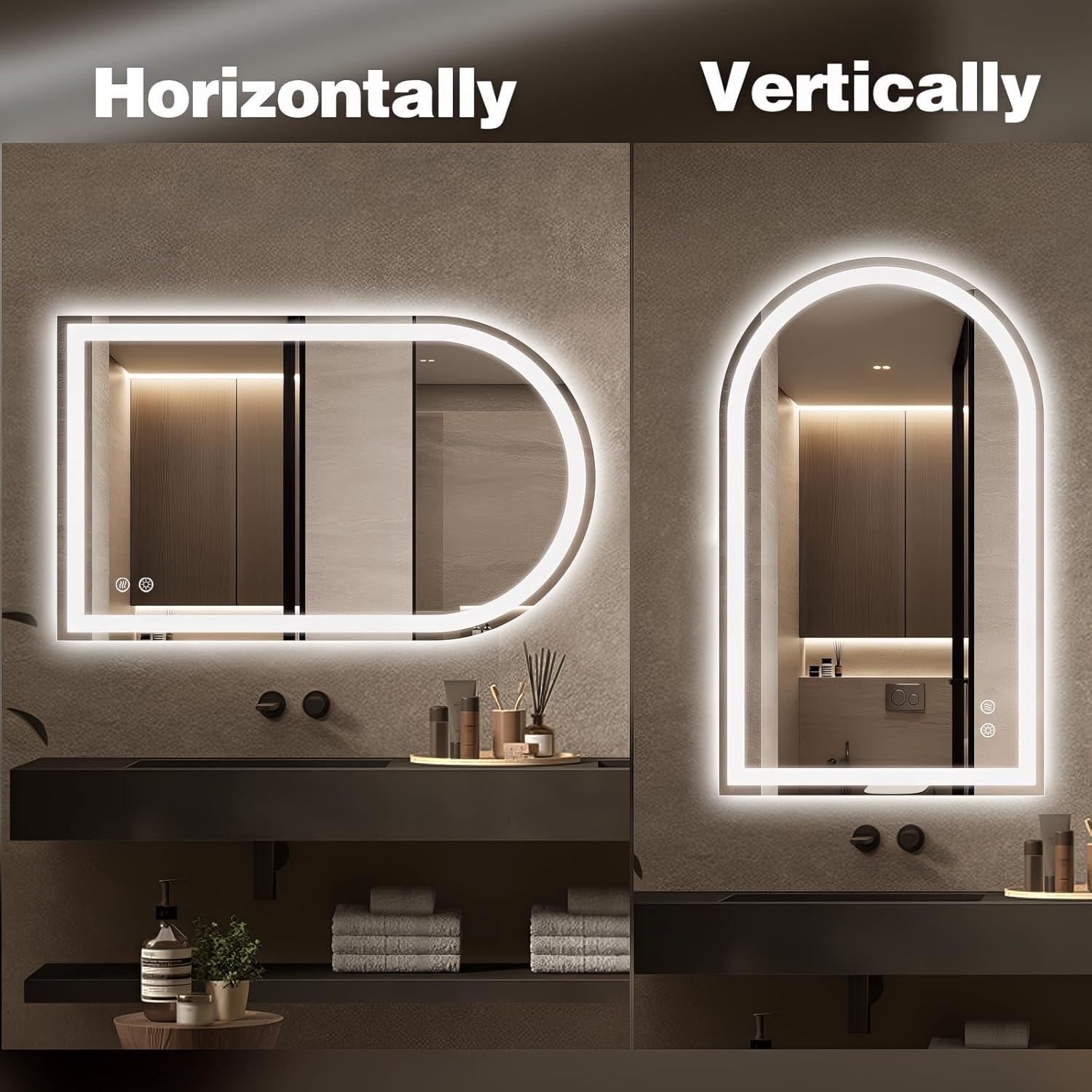 Espejo de Baño LED Arqueado Niccy 101.6x61 cm con Función de Memoria