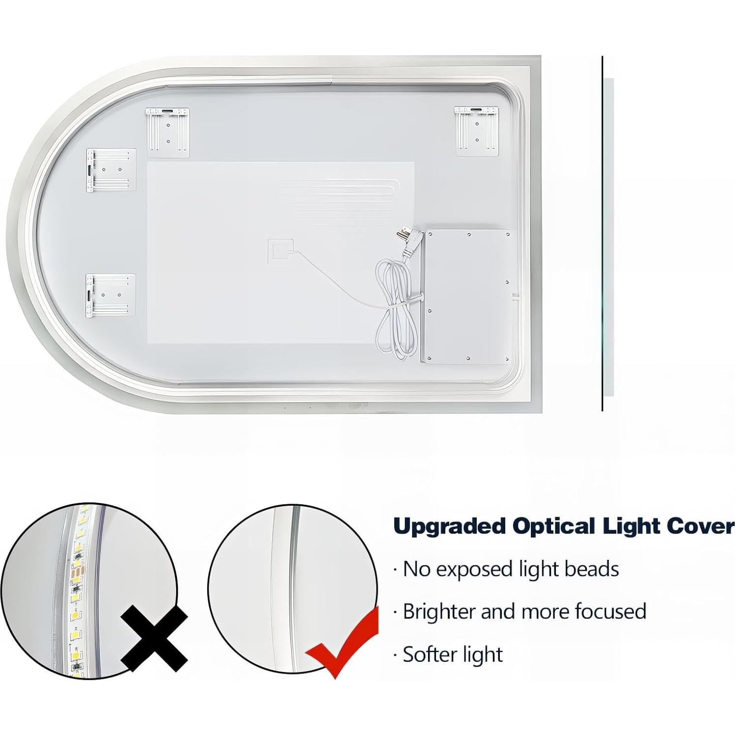 Espejo de Baño LED Arqueado Niccy 101.6x61 cm con Función de Memoria