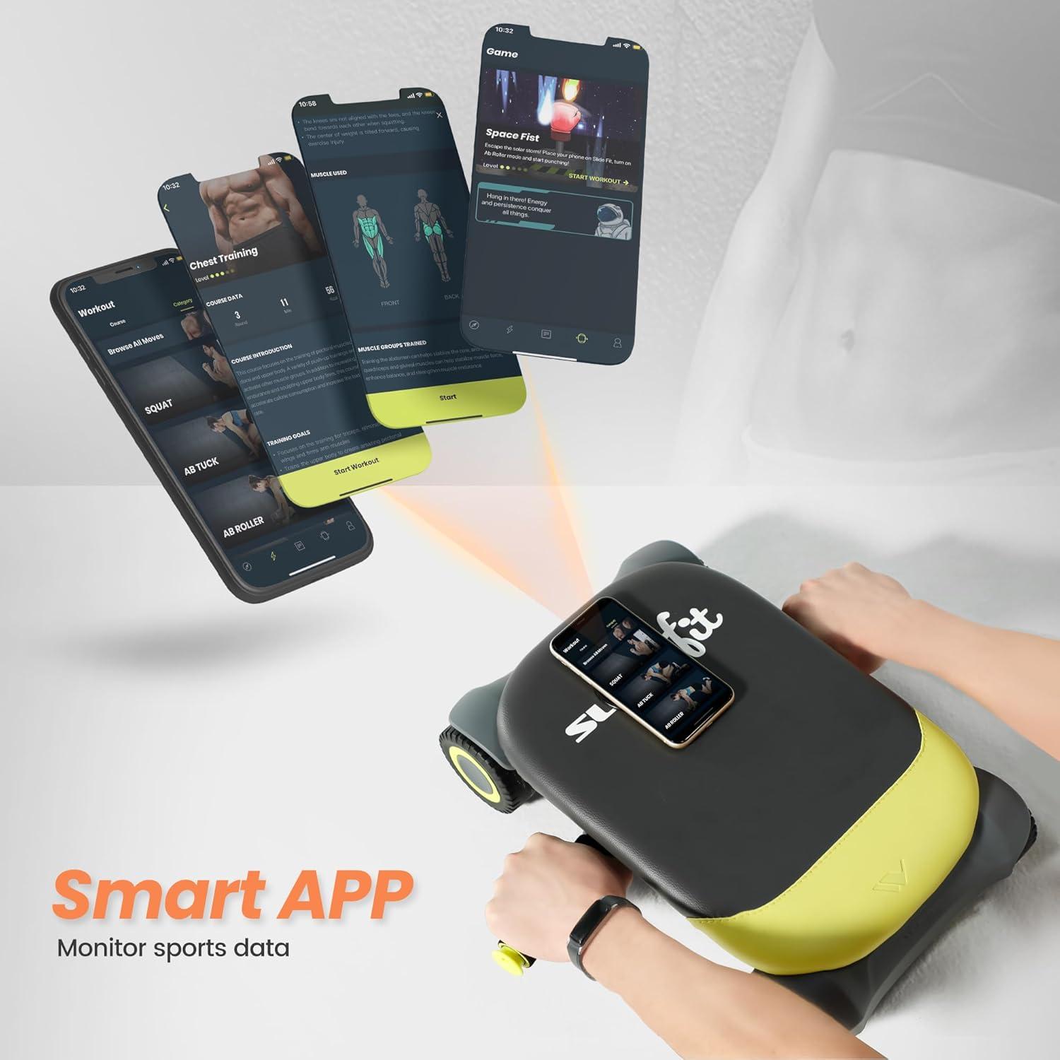 Rodillo Abdominal WONDER CORE Slide Fit con 4 Ruedas y Almohadilla