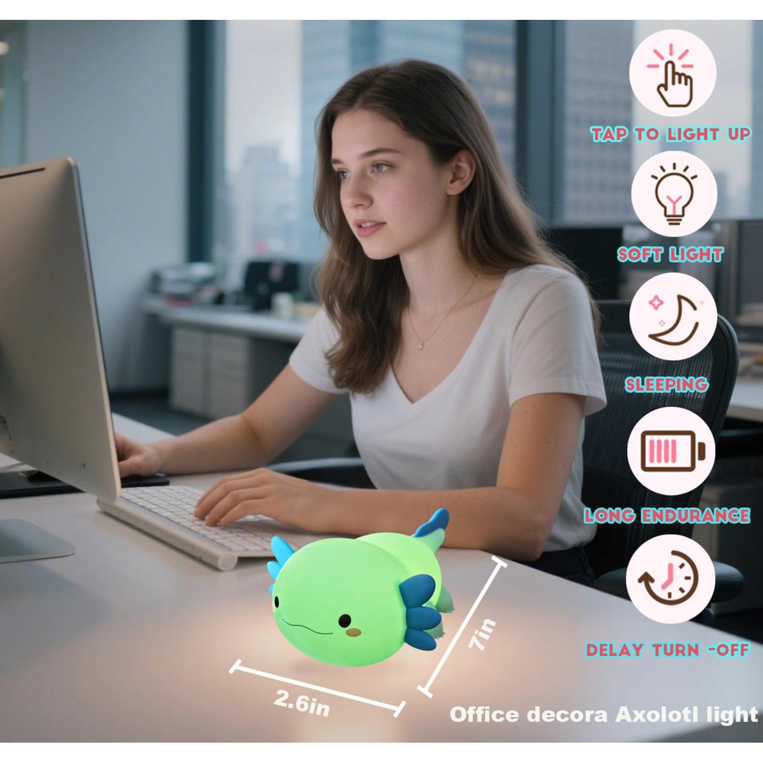 Lámpara Nocturna Axolote Linda - Recargable y Ajustable