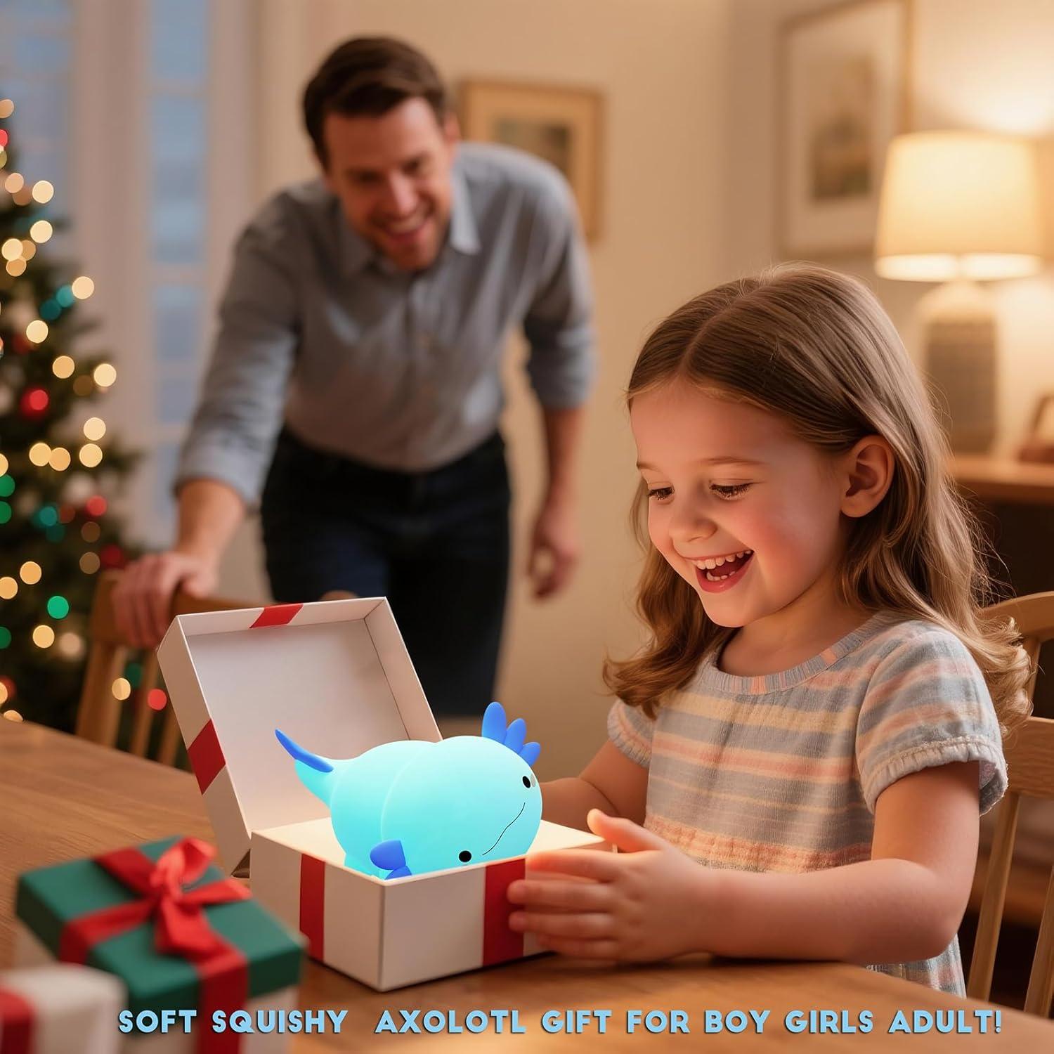 Lámpara Nocturna Axolote Linda - Recargable y Ajustable