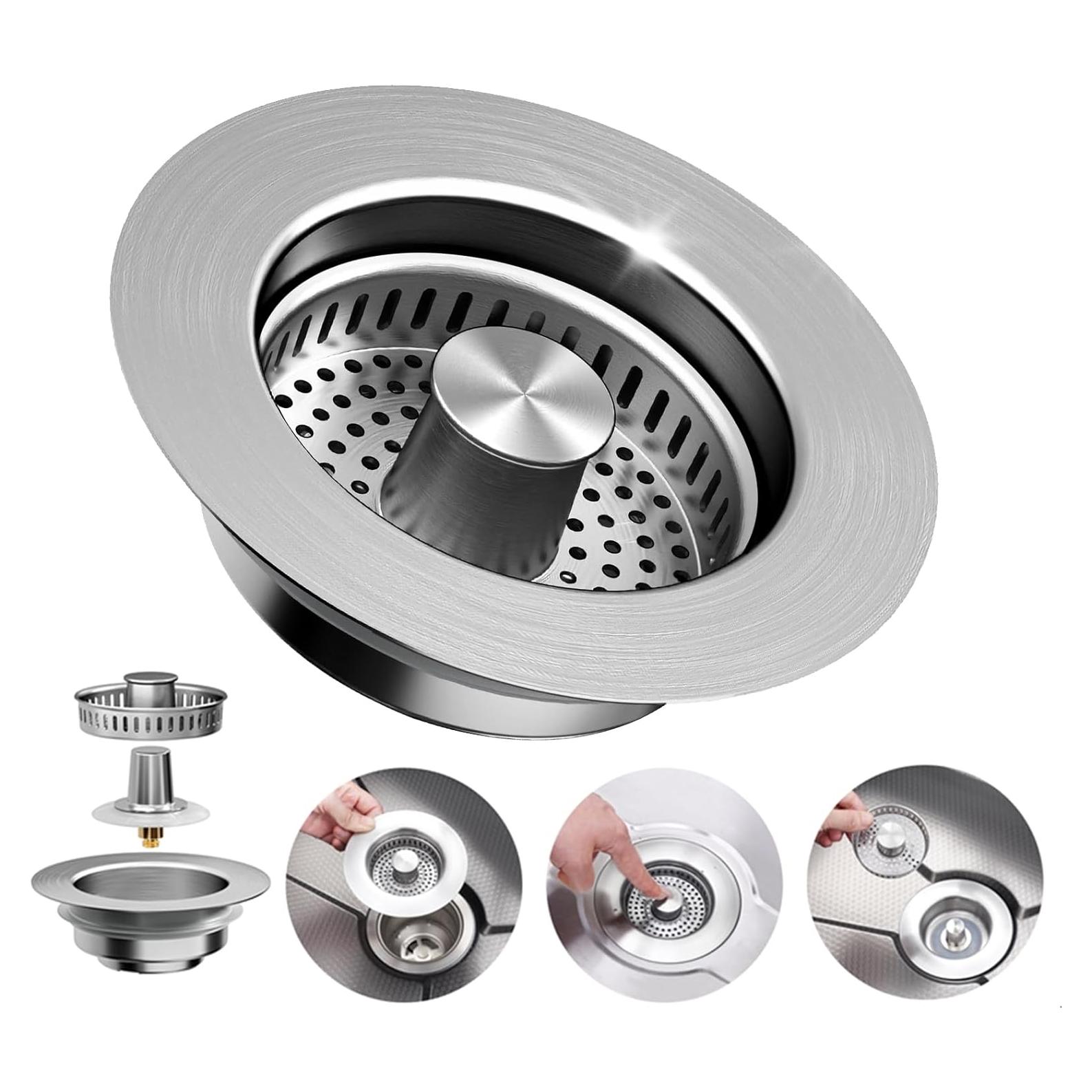 Colador de desagüe WERMARS de acero inoxidable 304 3 en 1