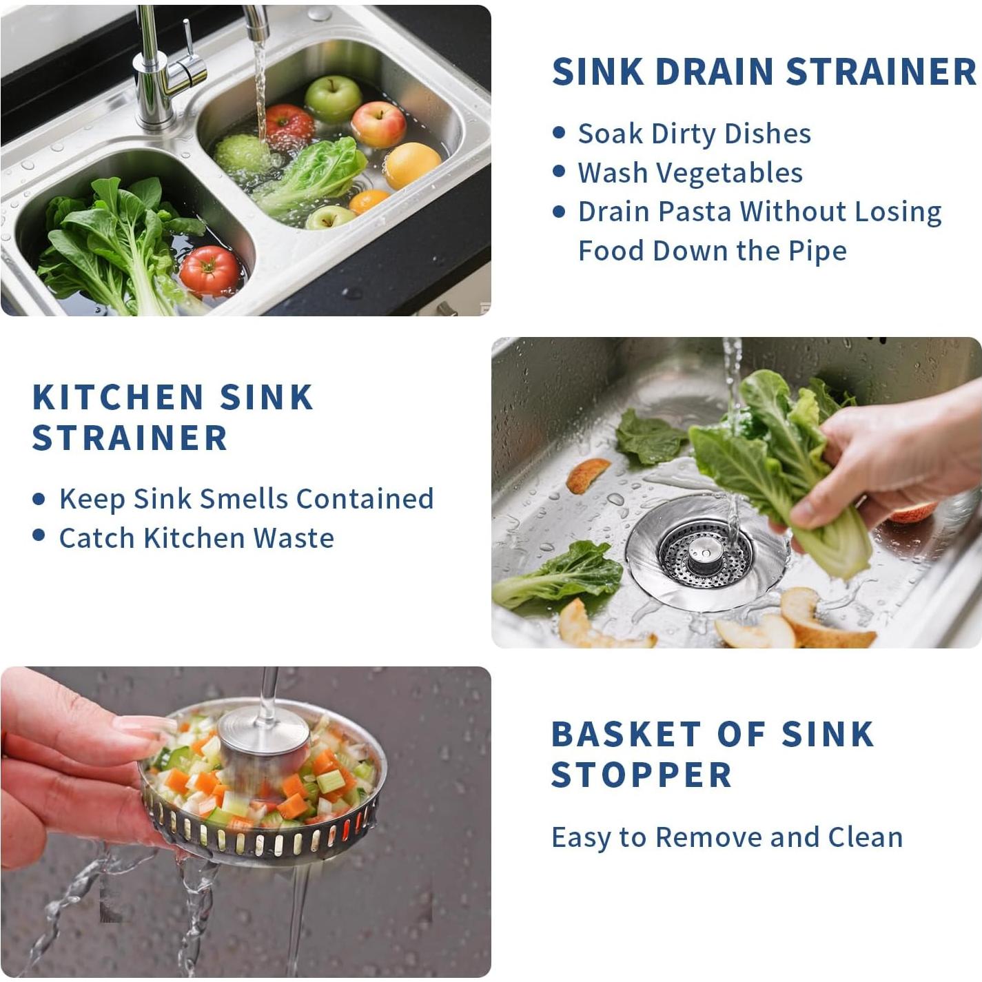 Colador de desagüe WERMARS de acero inoxidable 304 3 en 1