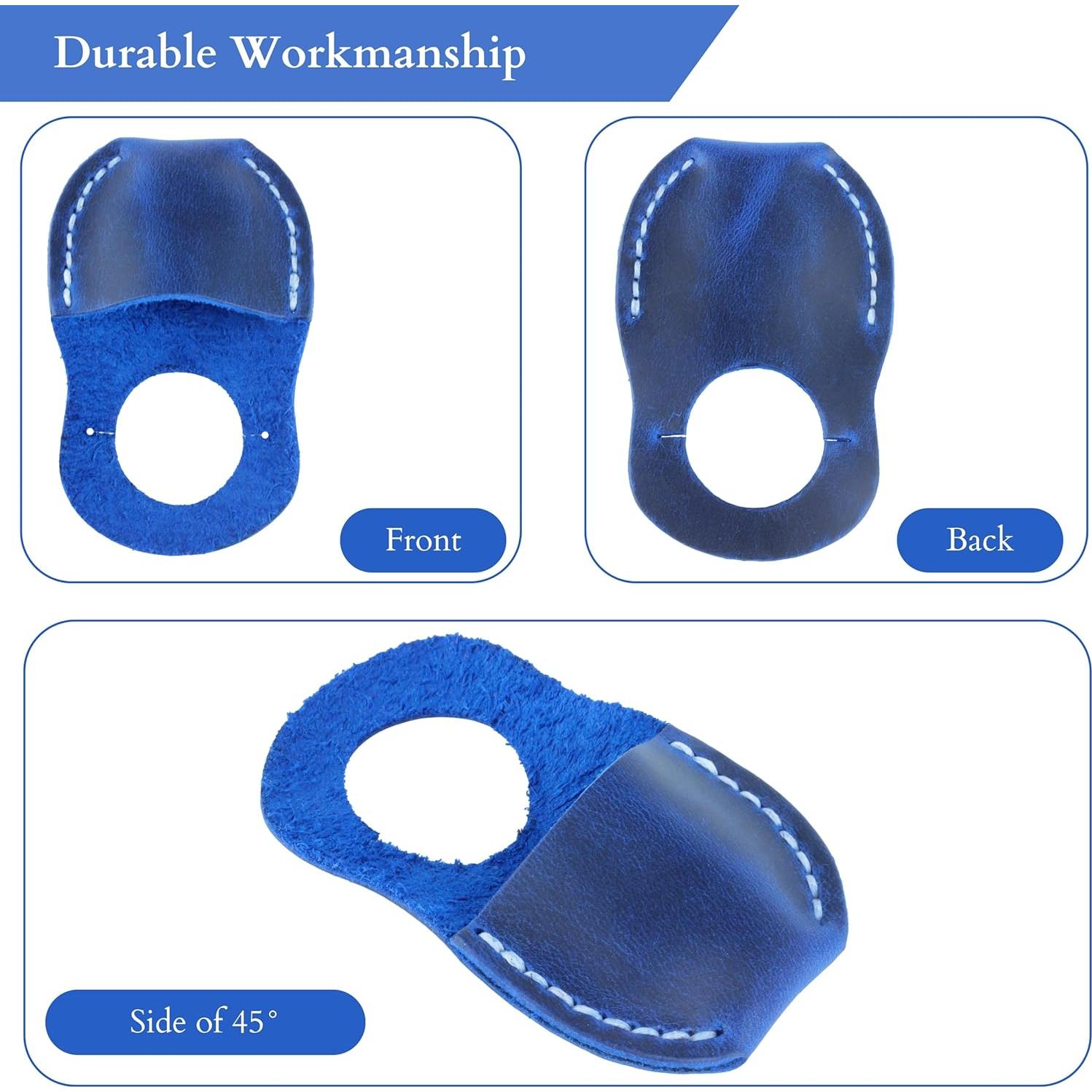 Protector de Pulgar de Cuero Toprank para Tallado en Madera - Azul