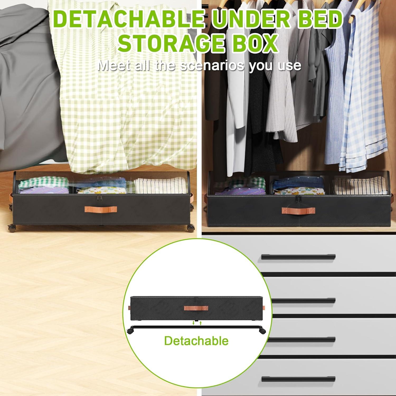 Contenedores de Almacenamiento Bajo la Cama LESHZHEN 2 Paquete Negro