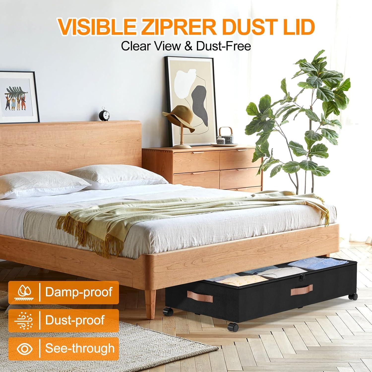 Contenedores de Almacenamiento Bajo la Cama LESHZHEN 2 Paquete Negro