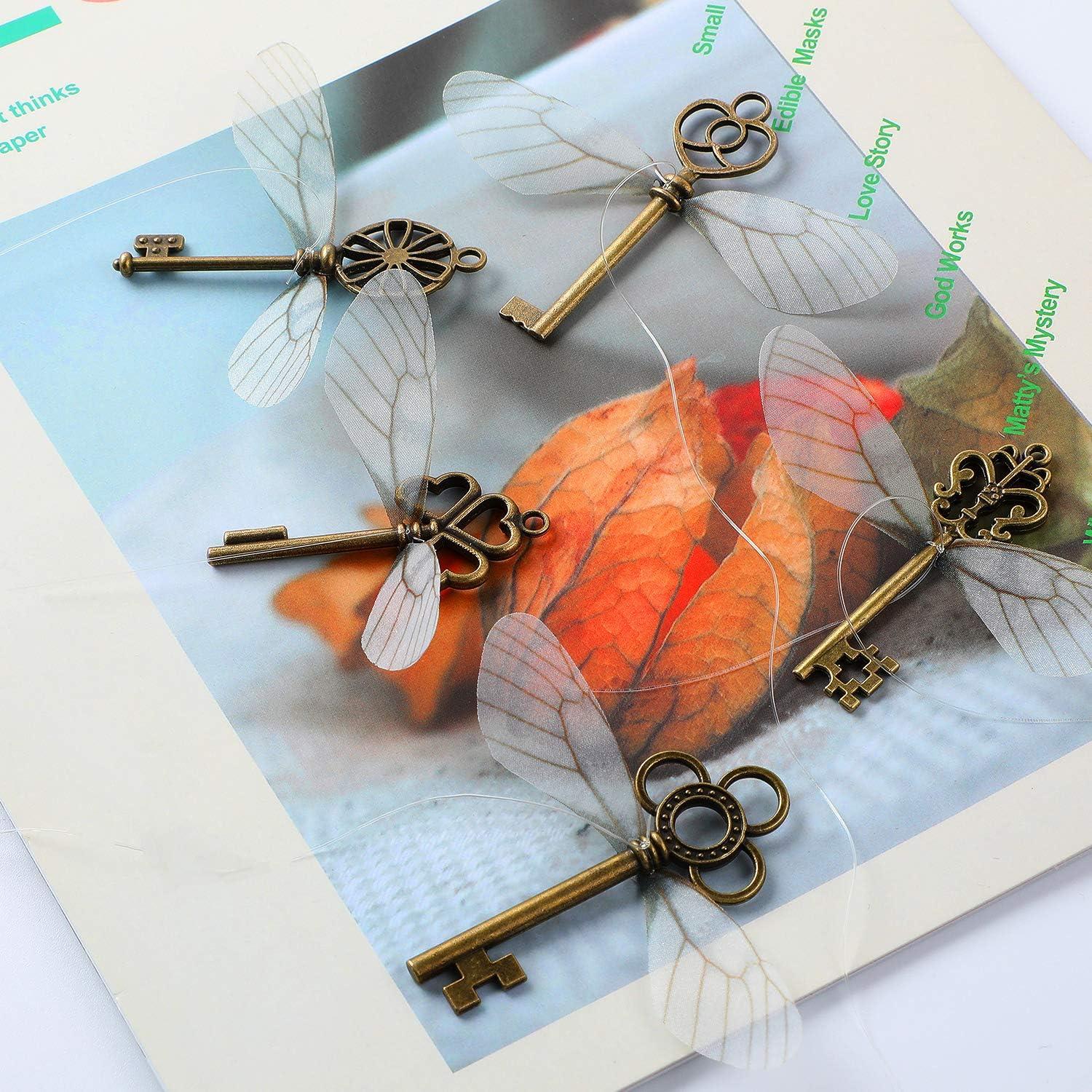 SANNIX 50 Llaves Esqueleto Vintage con Alas de Libélula