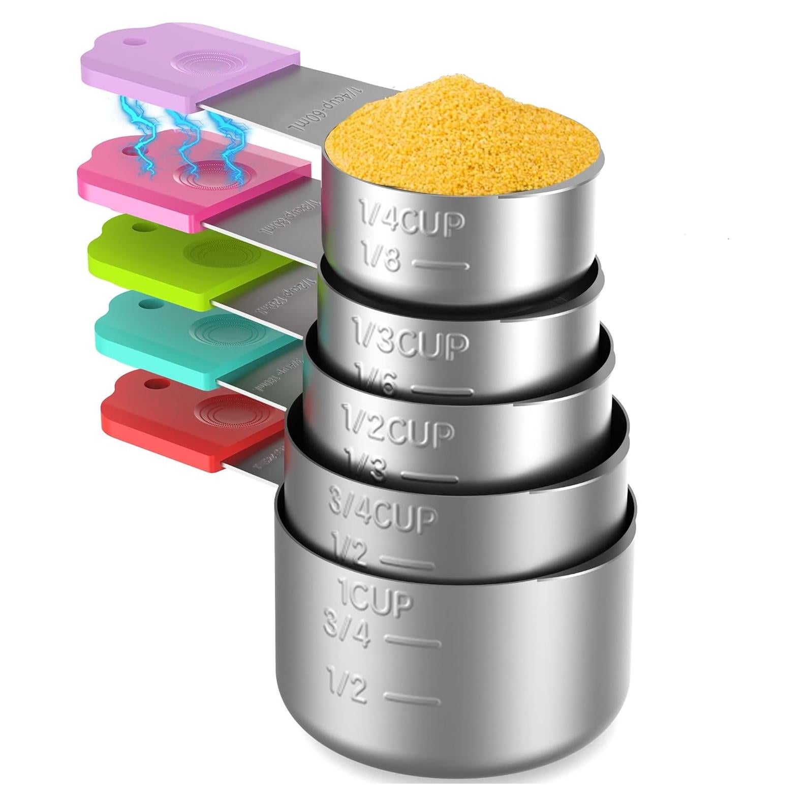 Set de 5 Tazas de Medición Magnéticas Minteem de Acero Inoxidable