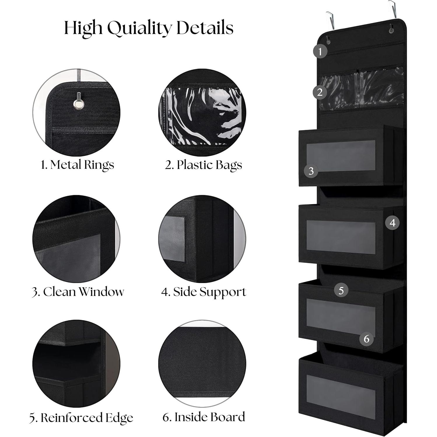 Organizador de Puerta Giraffe Creation 4 Bolsillos Negro