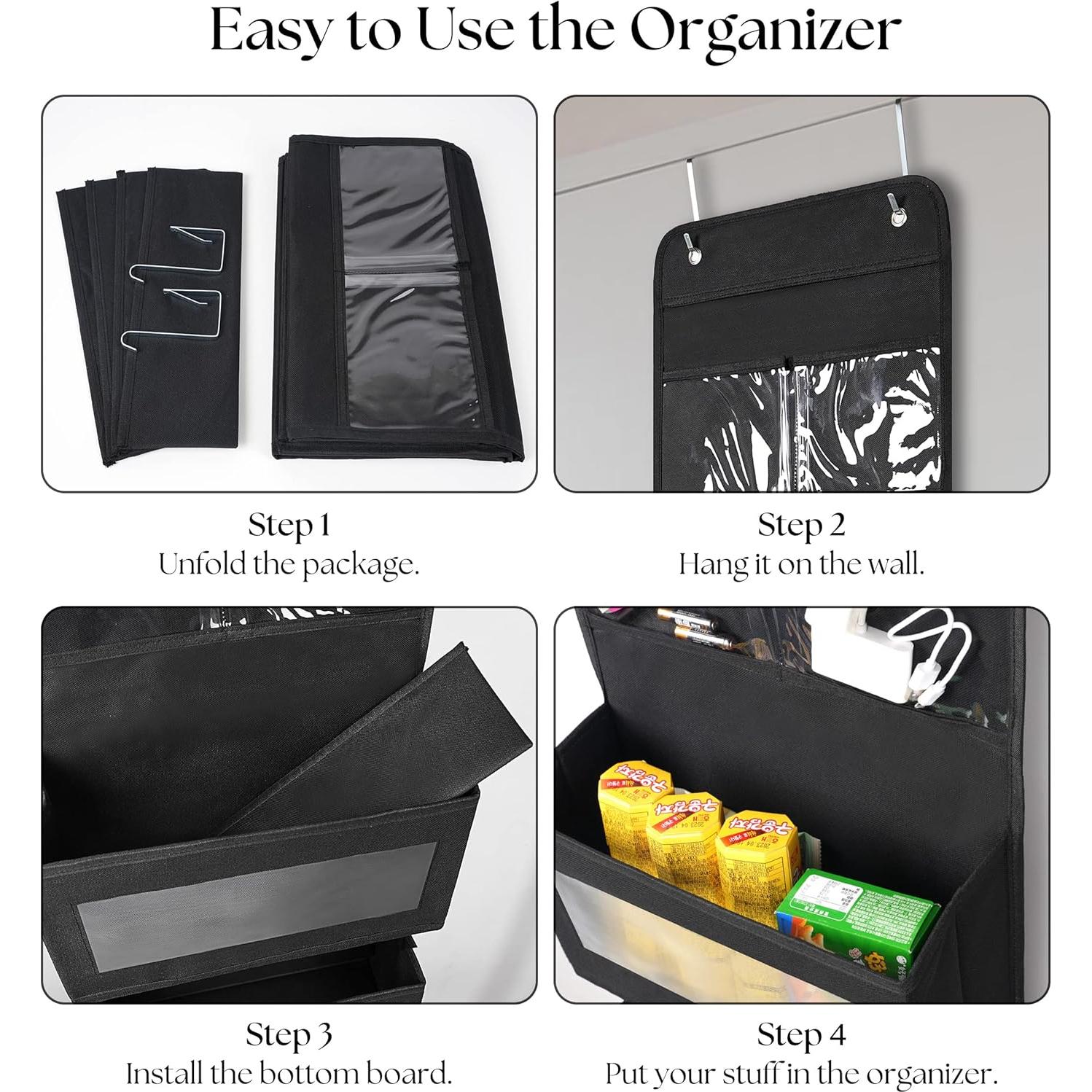 Organizador de Puerta Giraffe Creation 4 Bolsillos Negro