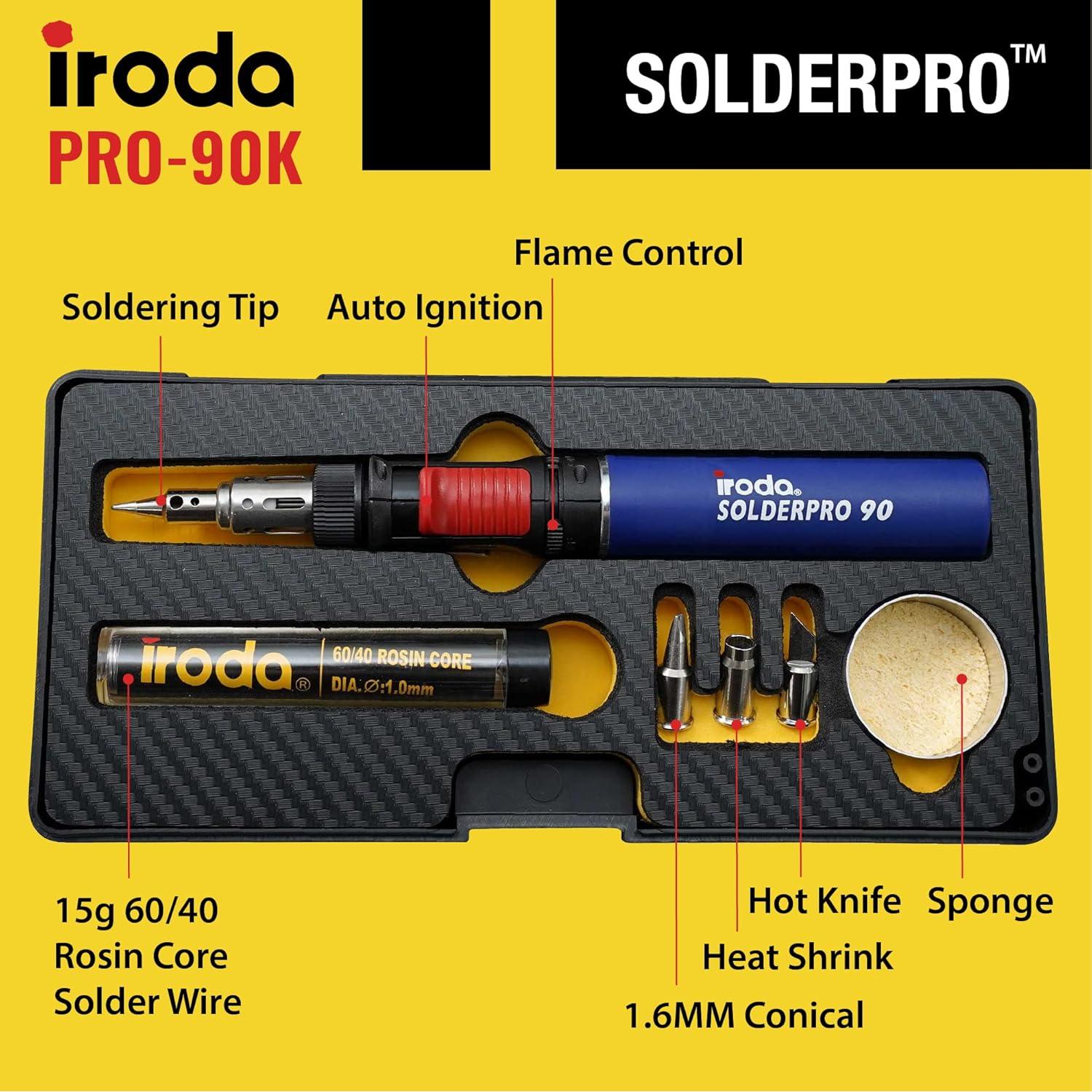 Kit Soldador a Gas IRODA SOLDERPRO 90K 80W Llama Ajustable