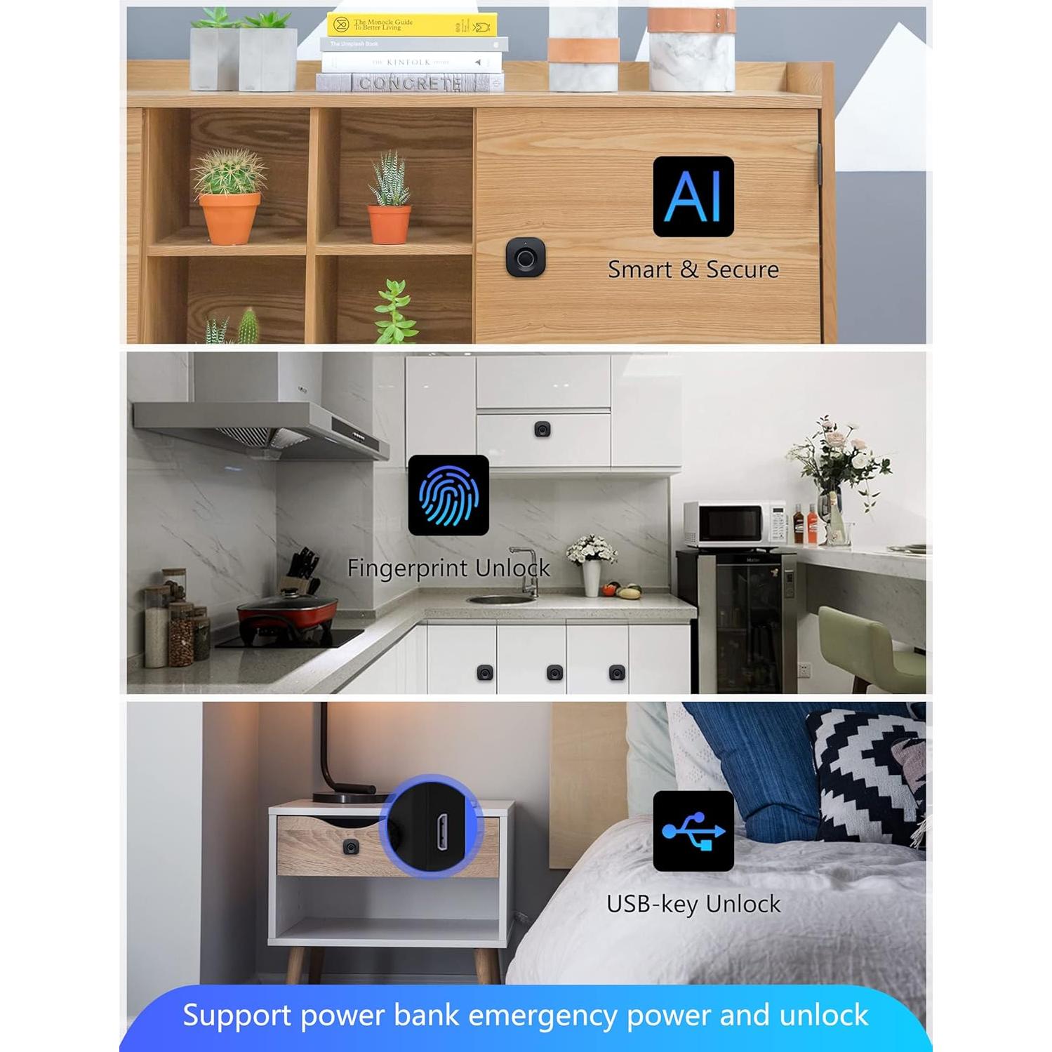 Cerradura Biométrica Bluetooth SUMNEW para Gabinete Negro