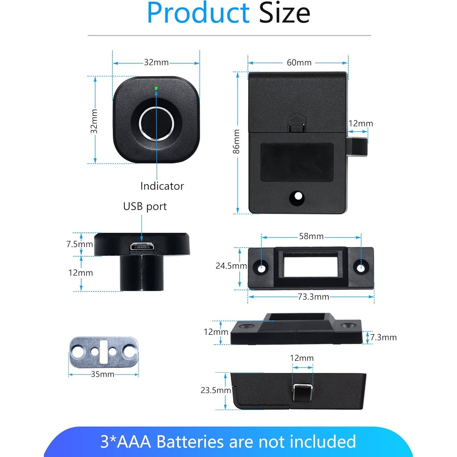 Cerradura Biométrica Bluetooth SUMNEW para Gabinete Negro