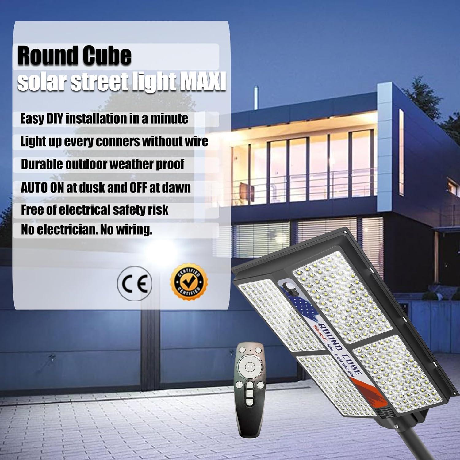 Luz Solar LED para Calle Round Cube 300W 288 LEDs 6500K