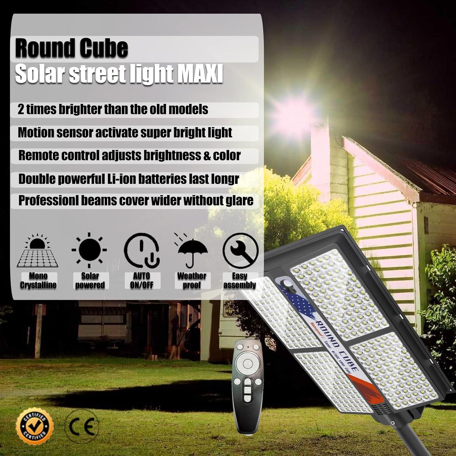 Luz Solar LED para Calle Round Cube 300W 288 LEDs 6500K