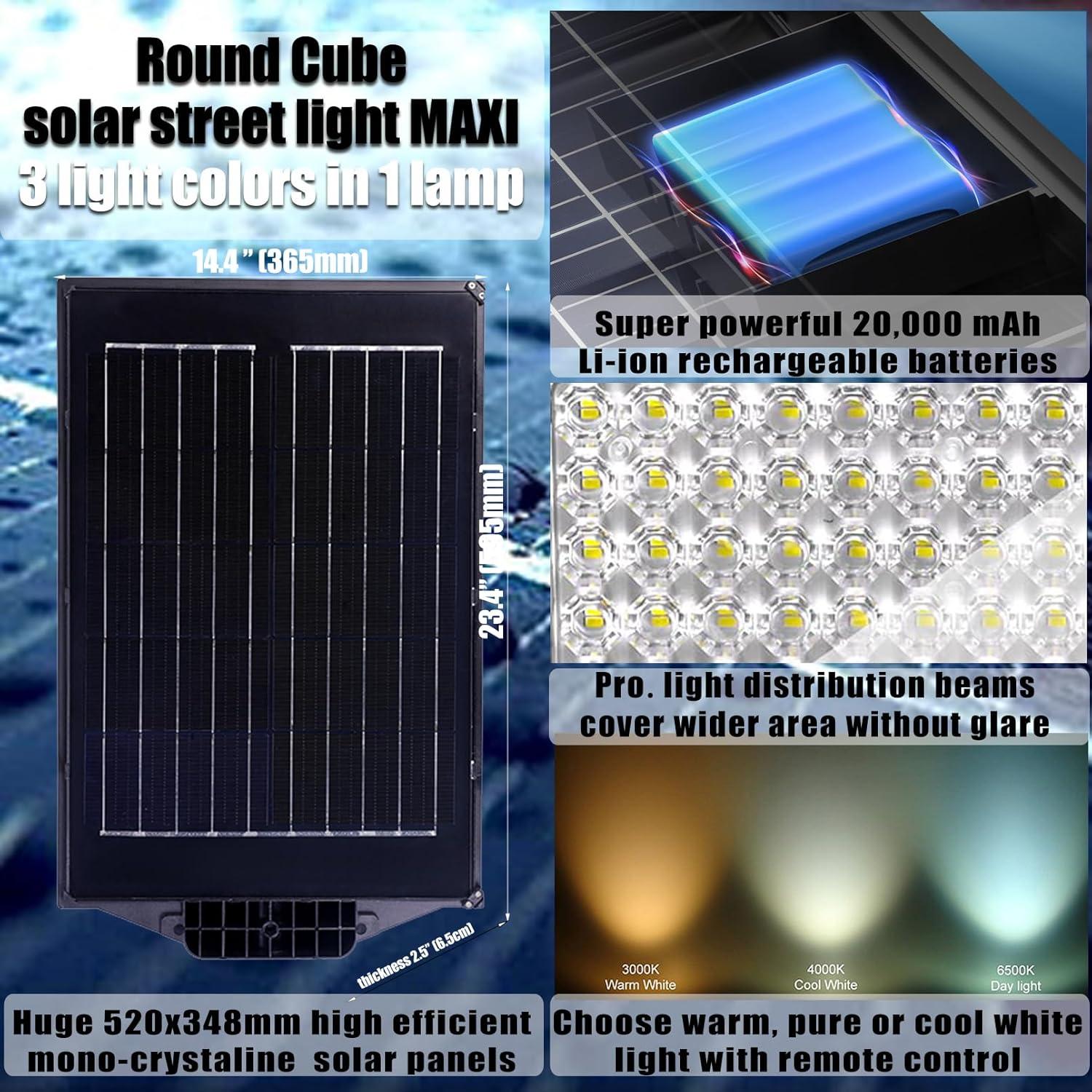 Luz Solar LED para Calle Round Cube 300W 288 LEDs 6500K