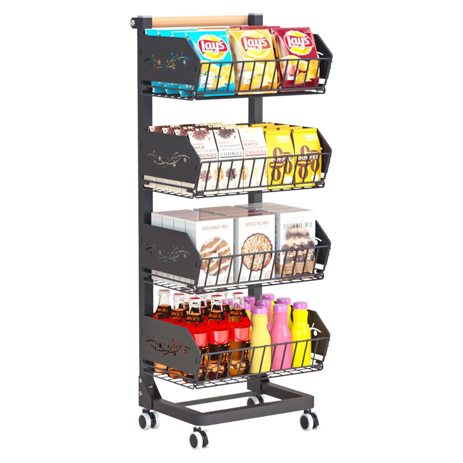 Carro de Almacenamiento Rodante ANJUBAN 4 Niveles Negro