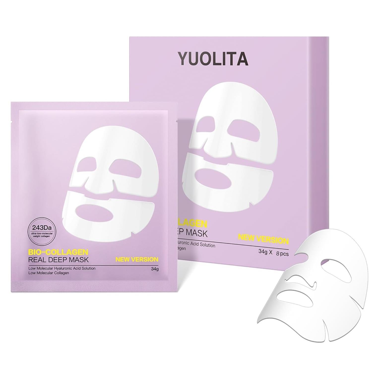 Máscara Facial de Gel YUOLITA 8PCS Colágeno Hidratante