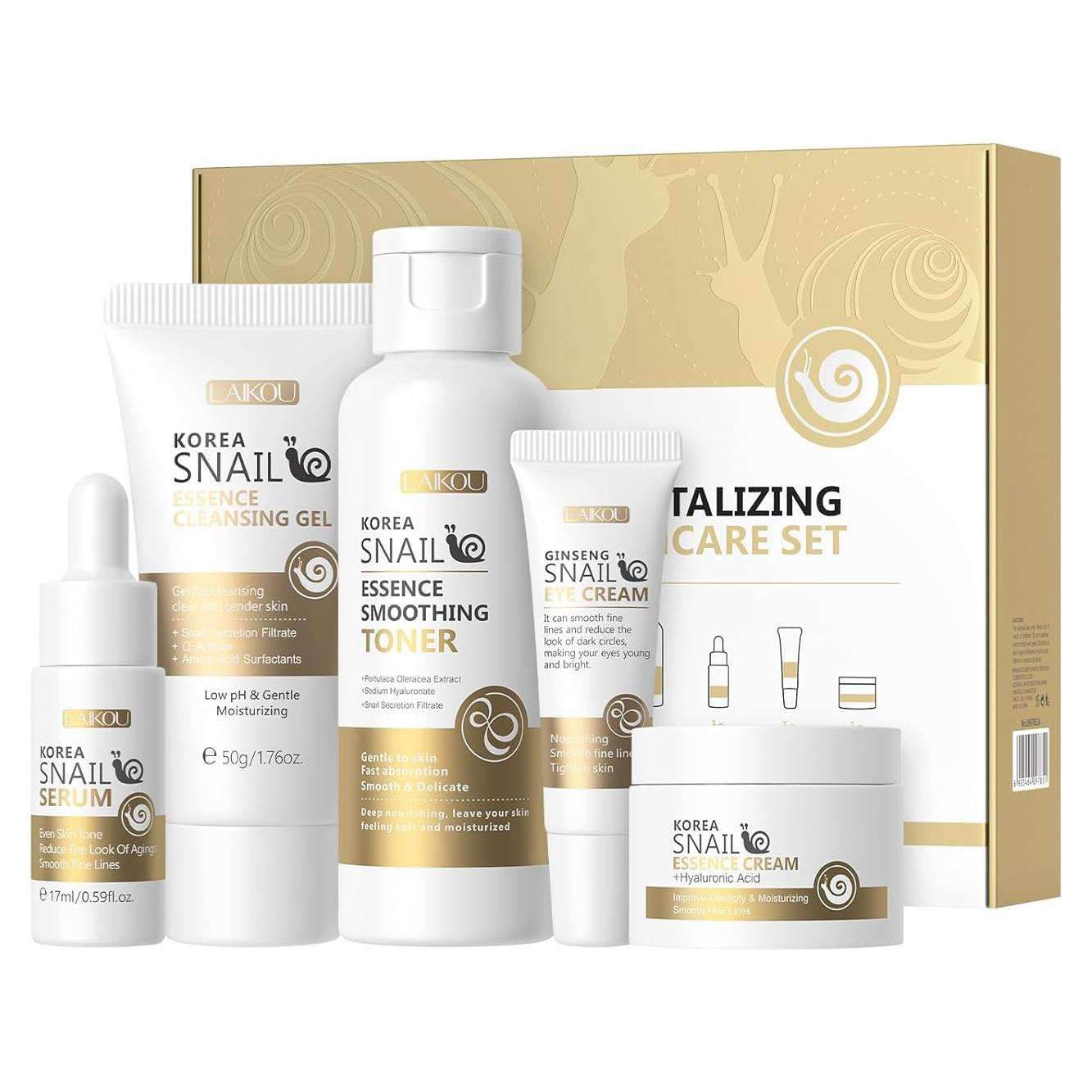 Kit Cuidado Piel Esencia Caracol HXLYBD 5 Piezas Hidratante