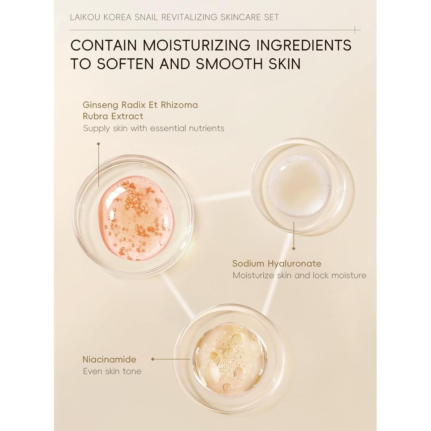 Kit Cuidado Piel Esencia Caracol HXLYBD 5 Piezas Hidratante