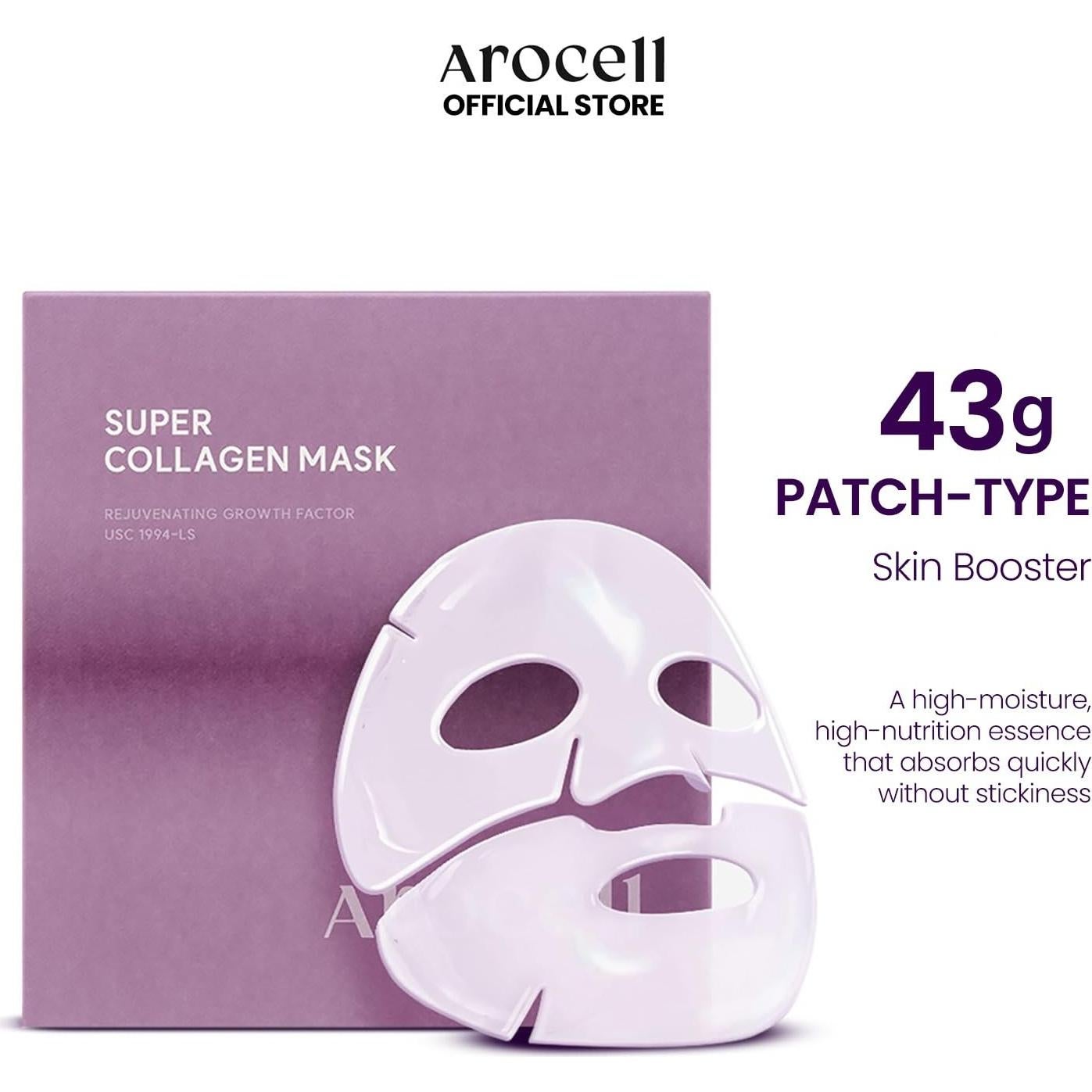 Mascarilla Facial AROCELL Super Collagen 8 Piezas Hidratante