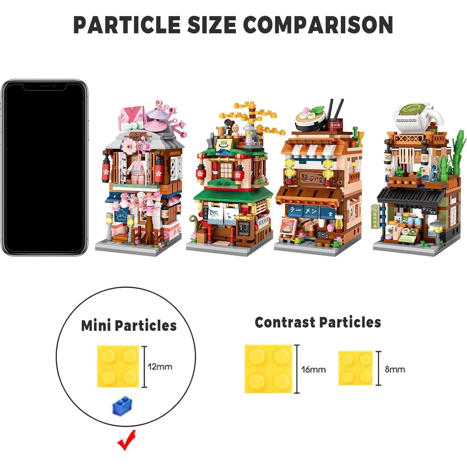 Bloques de Construcción Mini ELAICREE, 4 Modelos Calle Japonesa