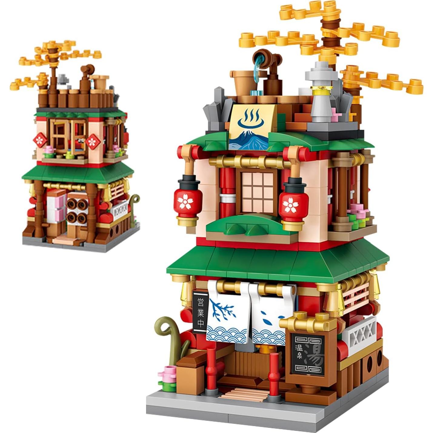 Bloques de Construcción Mini ELAICREE, 4 Modelos Calle Japonesa