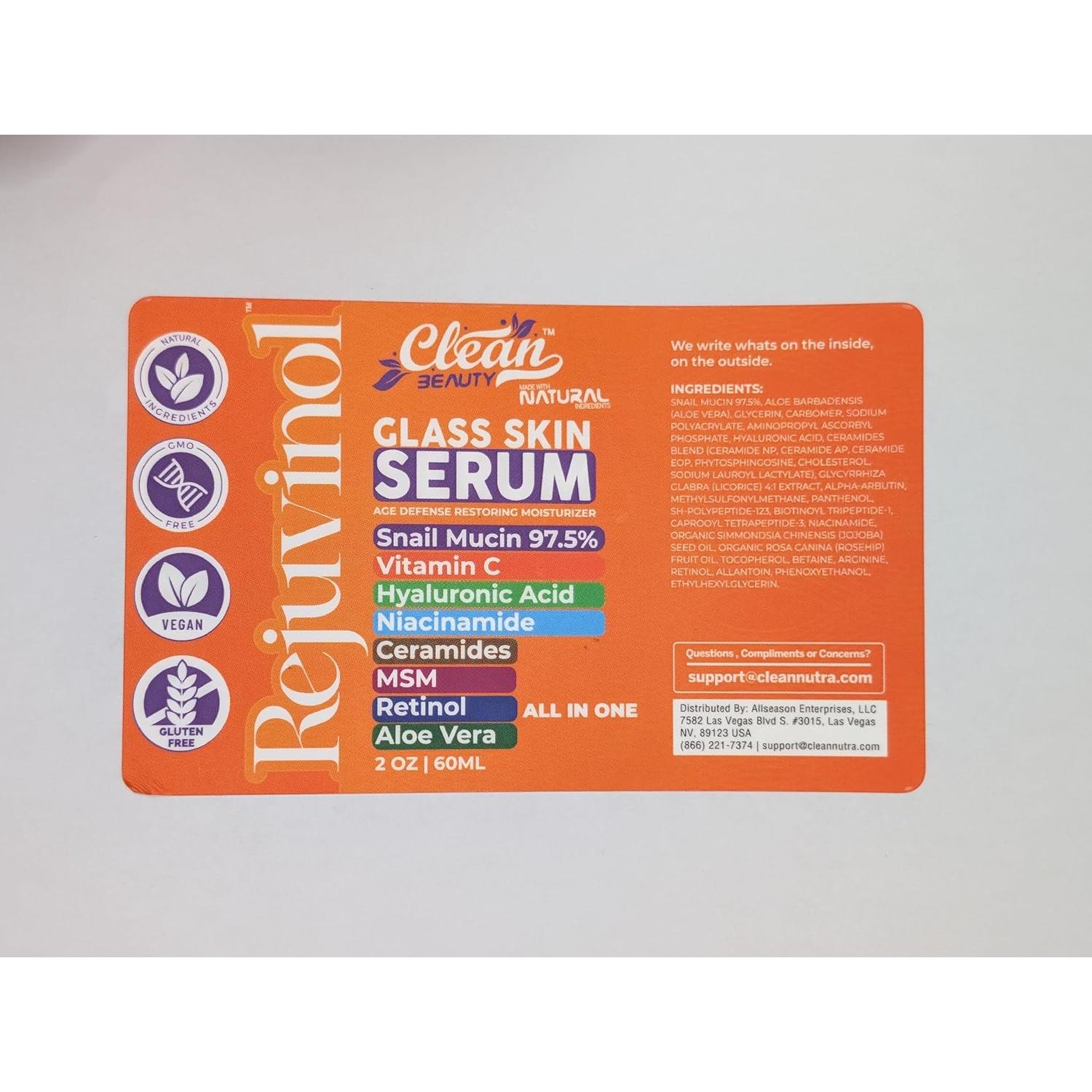 Suero Facial Antienvejecimiento Clean Brands 59 ml con Mucina de Caracol