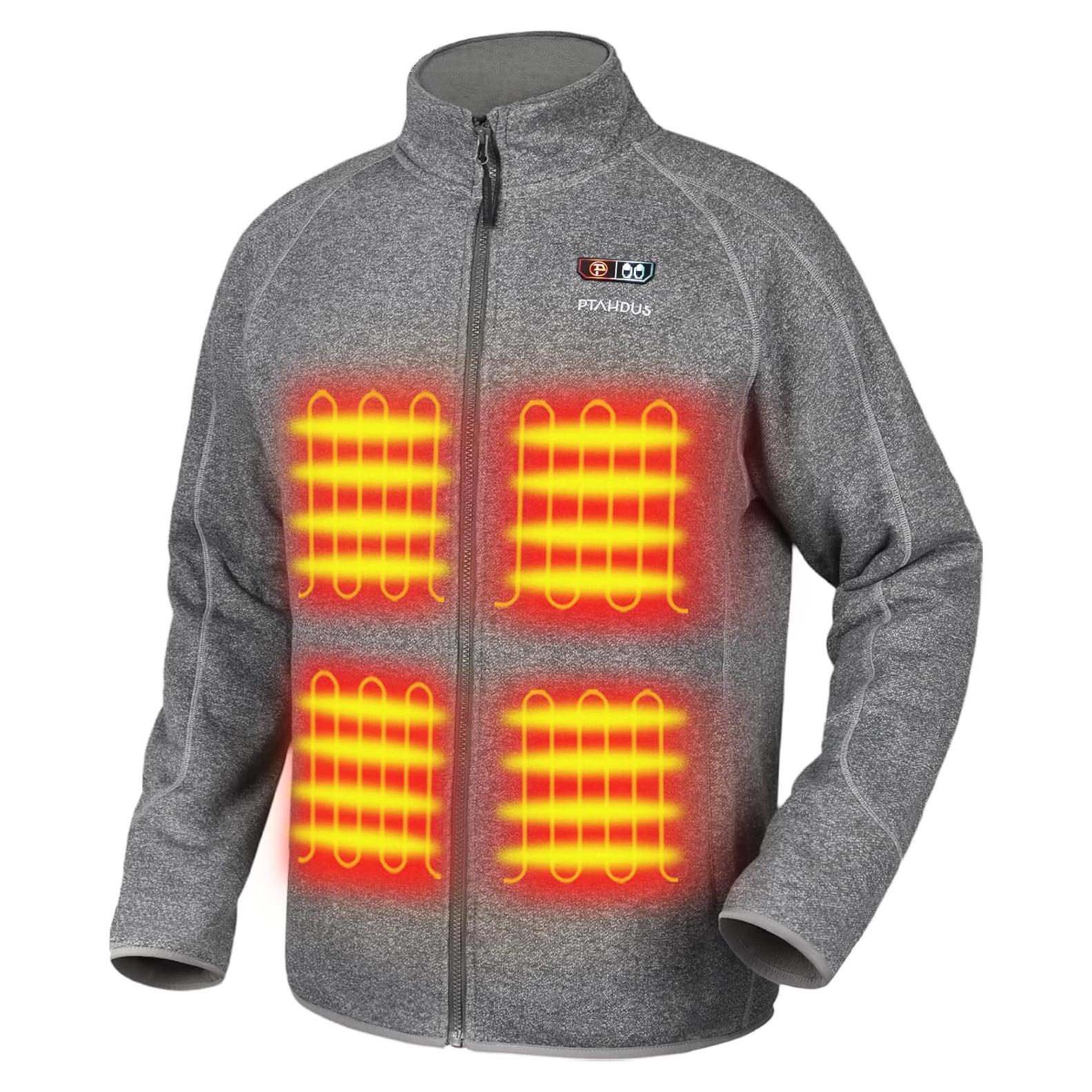 Chaqueta Calentada para Hombre PTAHDUS 5 Zonas de Calor Gris