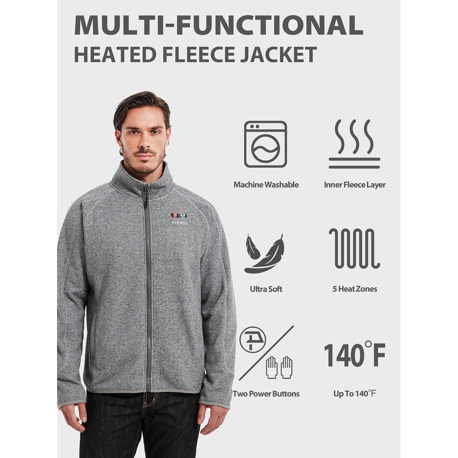 Chaqueta Calentada para Hombre PTAHDUS 5 Zonas de Calor Gris