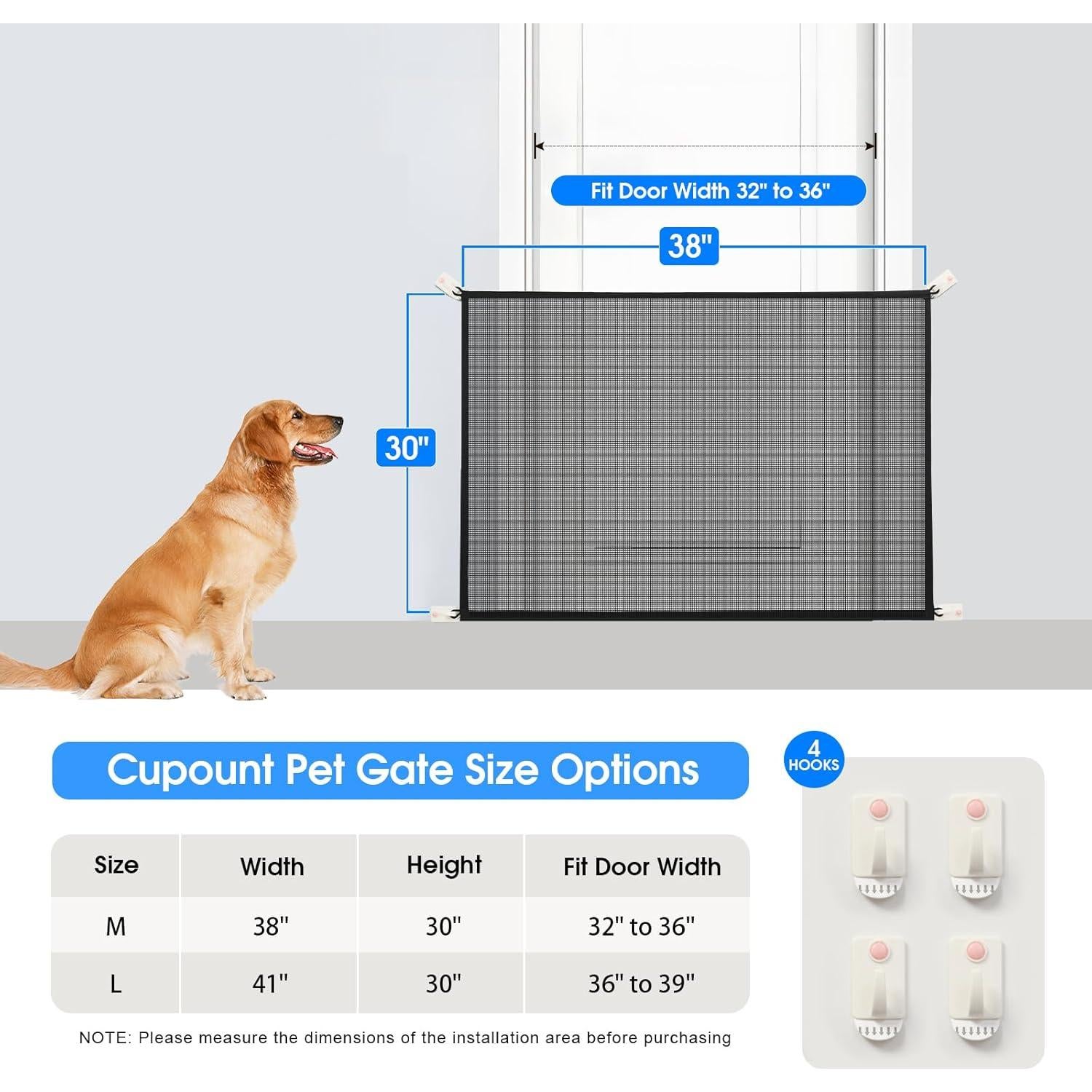Puerta de Malla Cupount para Bebés y Perros - 76.2 cm H x 96.5 cm W