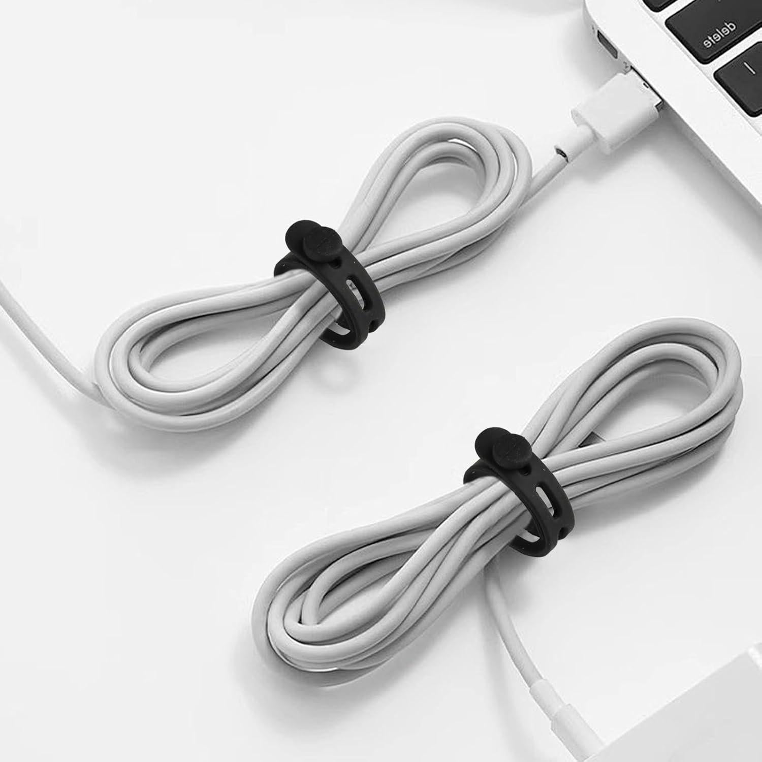 20 Correas de Cable de Silicona RUGLAMZHIP Negras Reutilizables