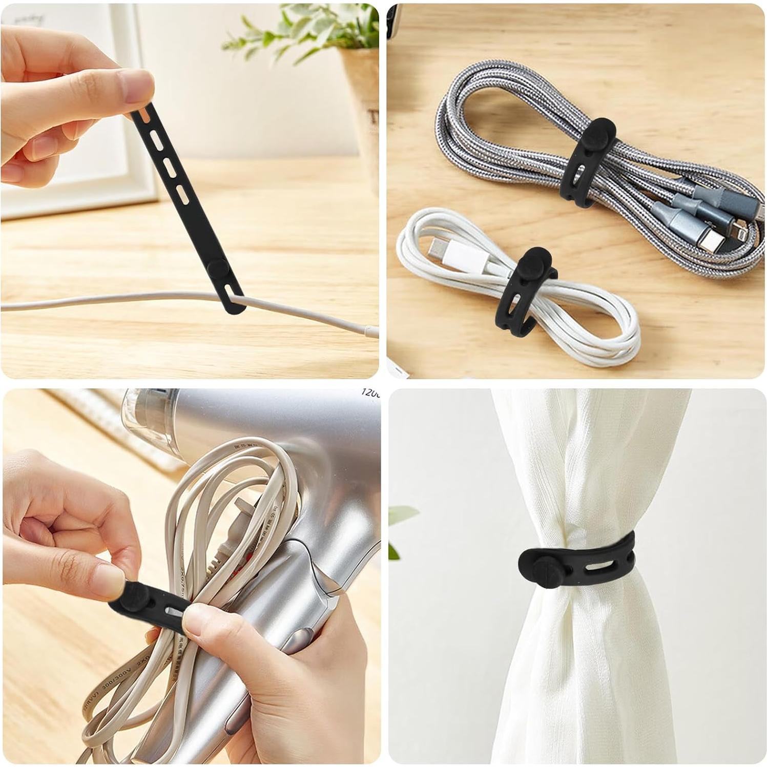 20 Correas de Cable de Silicona RUGLAMZHIP Negras Reutilizables